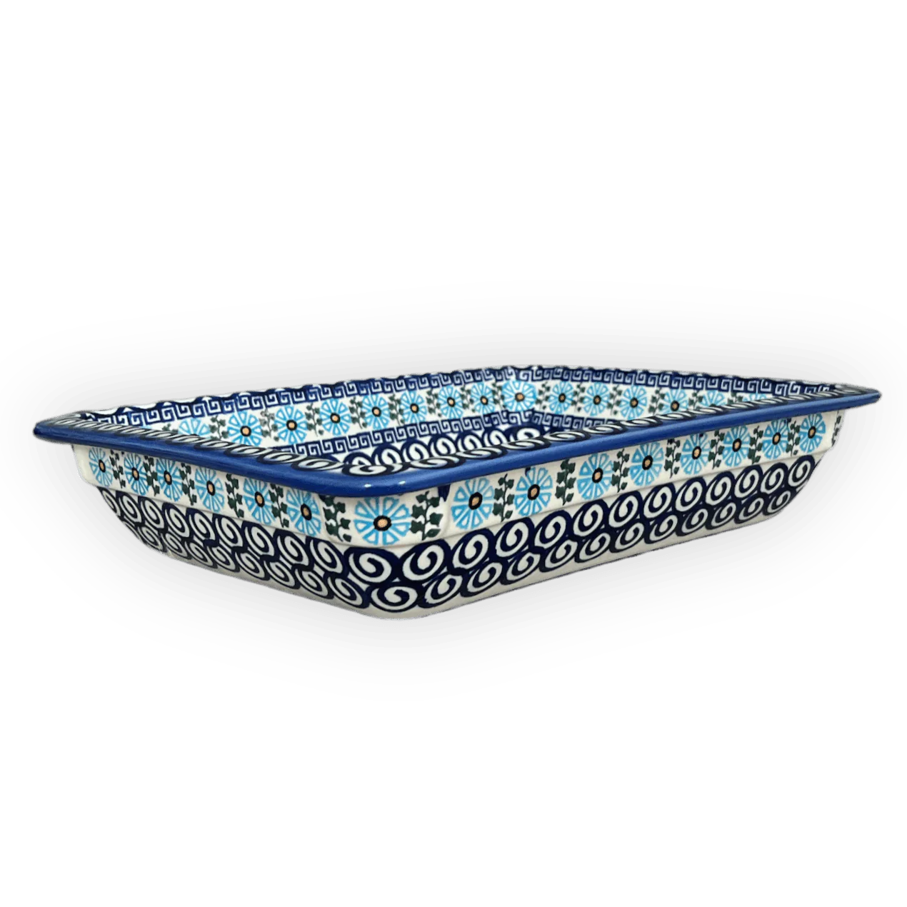 Rectangular Baking Dish, 10.25" x 12.5" in "Blue Daisy Spiral" by Andy | NDA264-38
