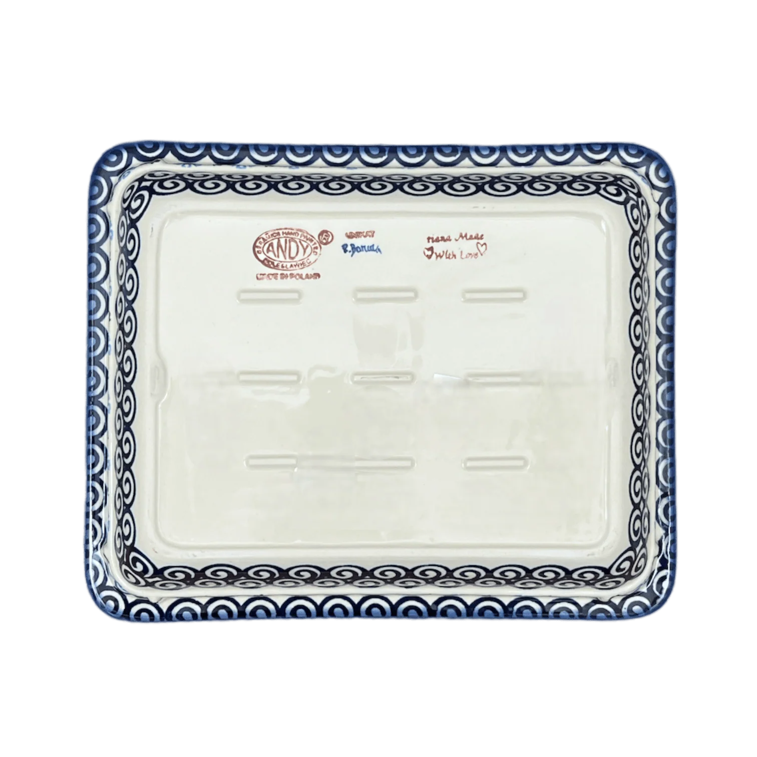 Rectangular Baking Dish, 10.25" x 12.5" in "Blue Daisy Spiral" by Andy | NDA264-38 - Image 3