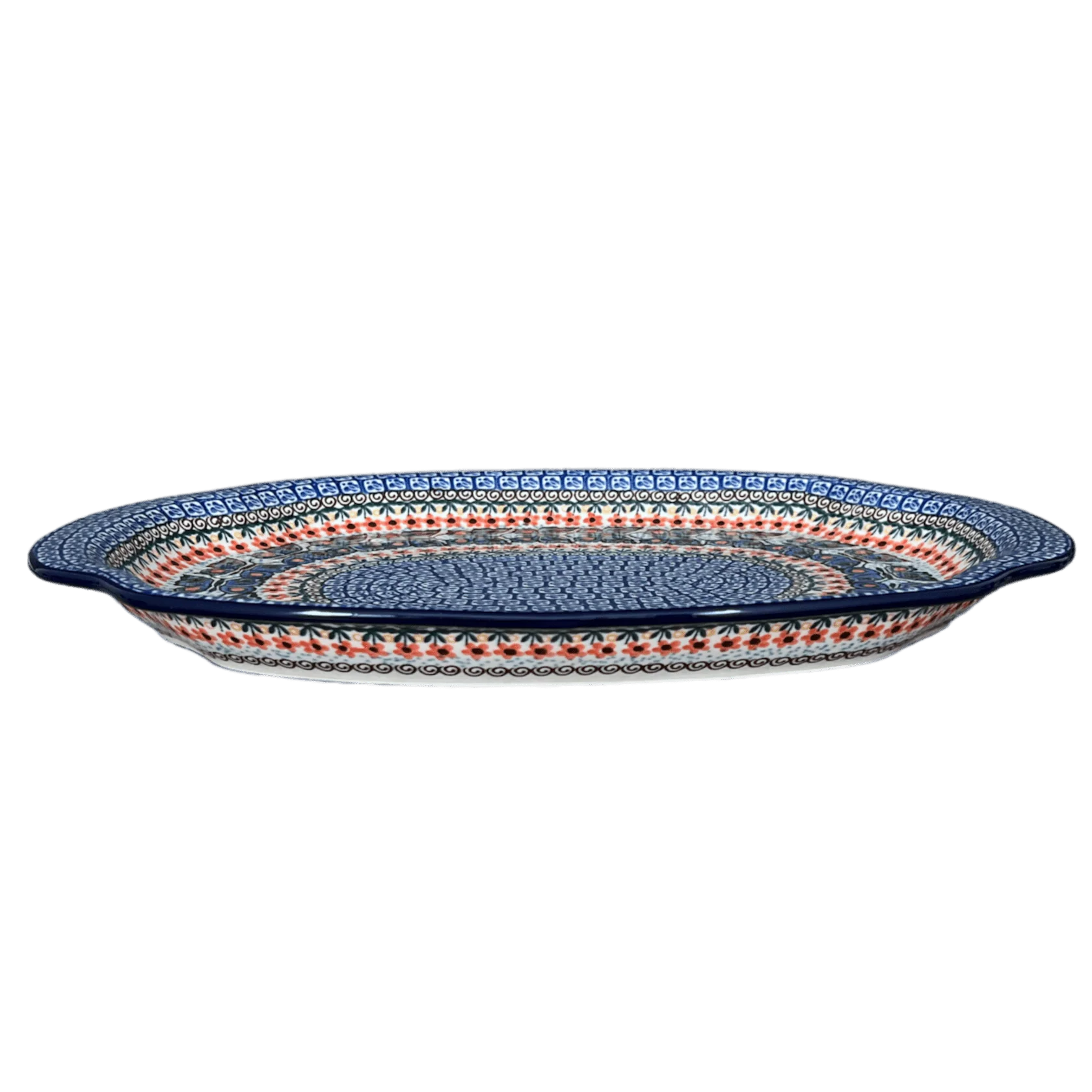 Tray, Oval, Handles, 10.75" x 15.25" in "Butterfly Parade" by Ceramika Artystyczna | A684-U1493