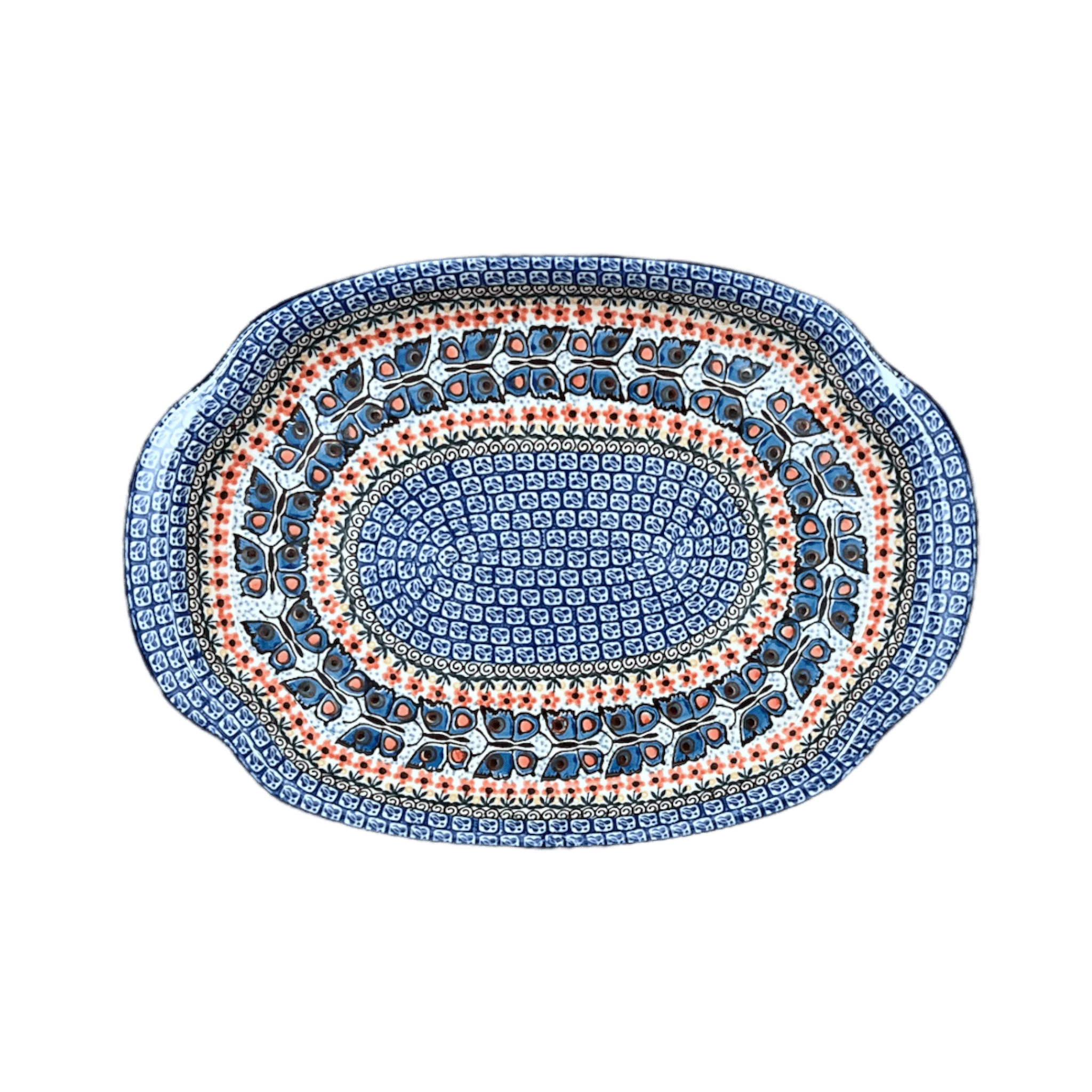Tray, Oval, Handles, 10.75" x 15.25" in "Butterfly Parade" by Ceramika Artystyczna | A684-U1493 - Image 3