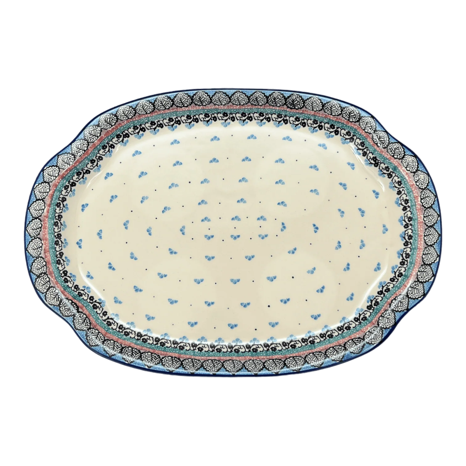 Tray, Oval, Handles, 10.75" x 15.25" in "Winter Aspen" by Ceramika Artystyczna | A684-1995X - Image 3