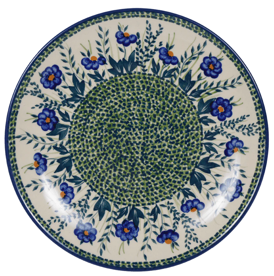 Plate, Round, Dinner, 10" in "Bouncing Blue Blossoms" by Manufaktura | T132U-IM03
