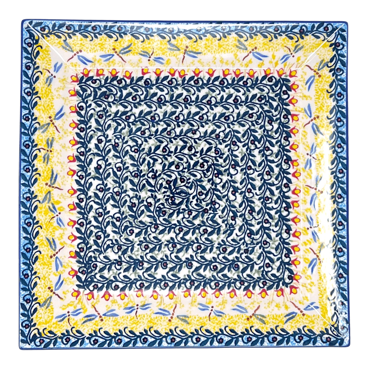 Plate, Square, Dinner, 11.25" Plate in "Dragonfly Delight" by Manufaktura | T145S-JZ36