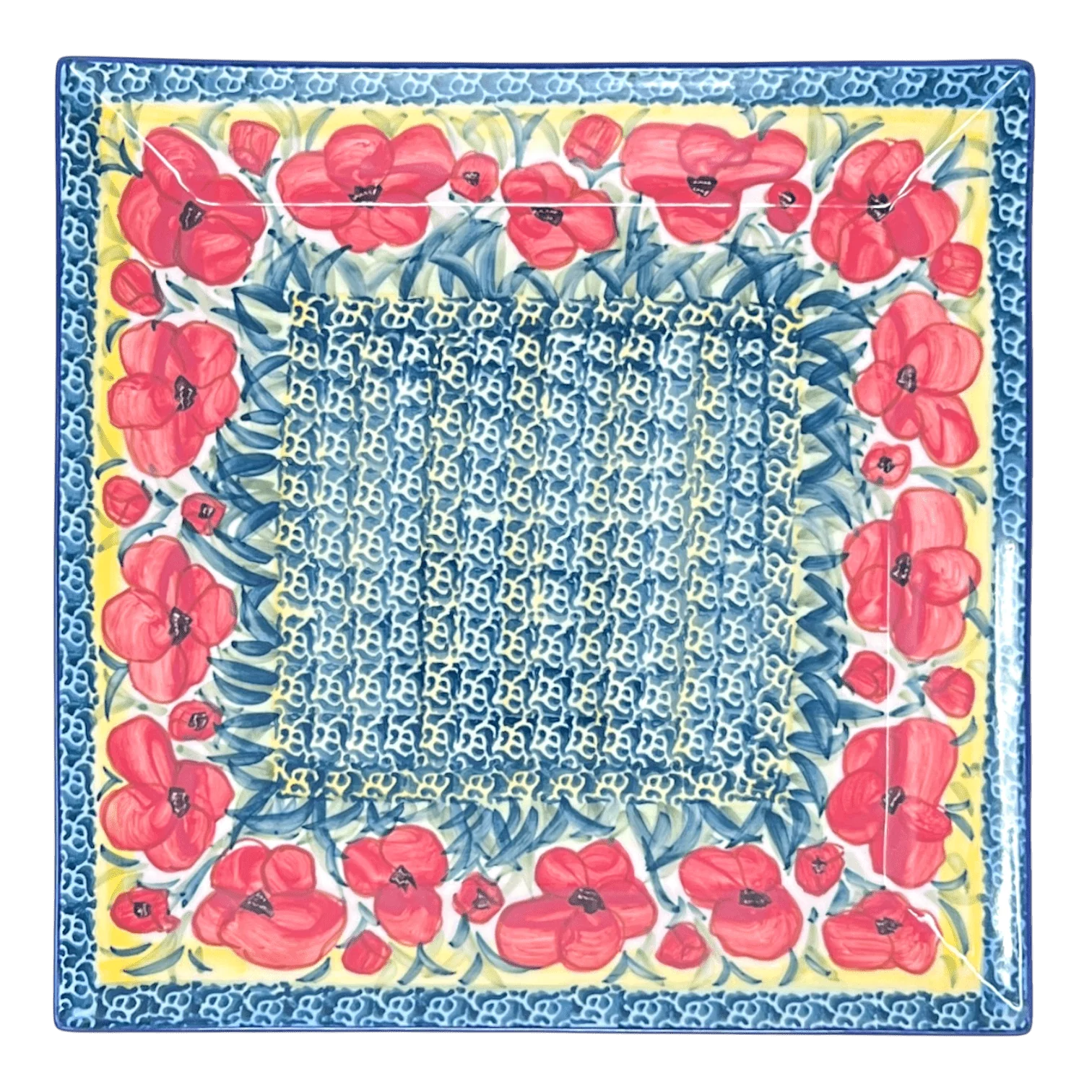 Plate, Square, Dinner, 11.25" Plate in "Poppies in Bloom" by Manufaktura | T145S-JZ34