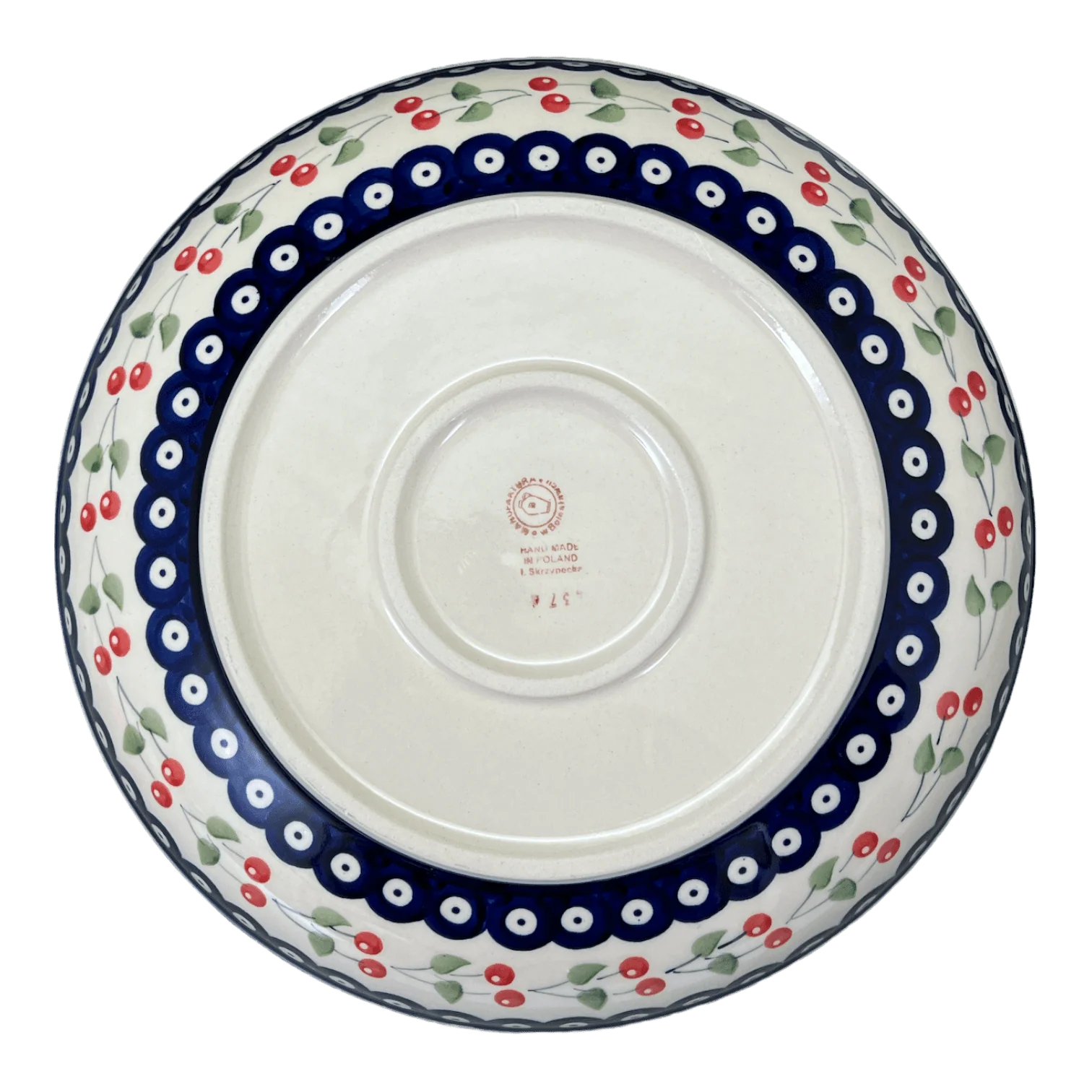 Bowl, Round, Shallow, Salad, 11.75" in "Cherry Dot" by Manufaktura | M173T-70WI - Image 3