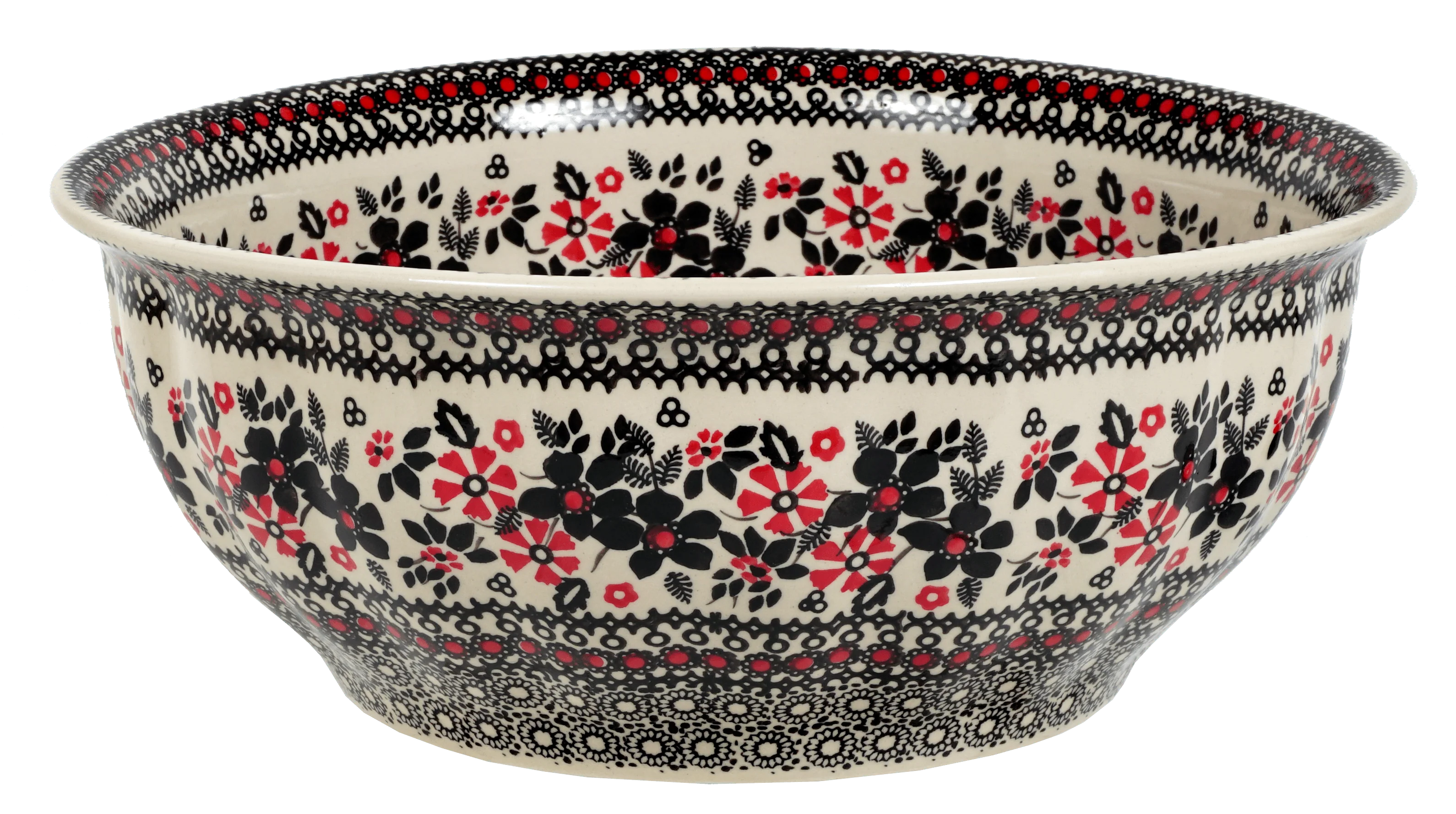 Bowl, Round, 11" in "Duet in Black & Red" by Manufaktura | M087S-DPCC