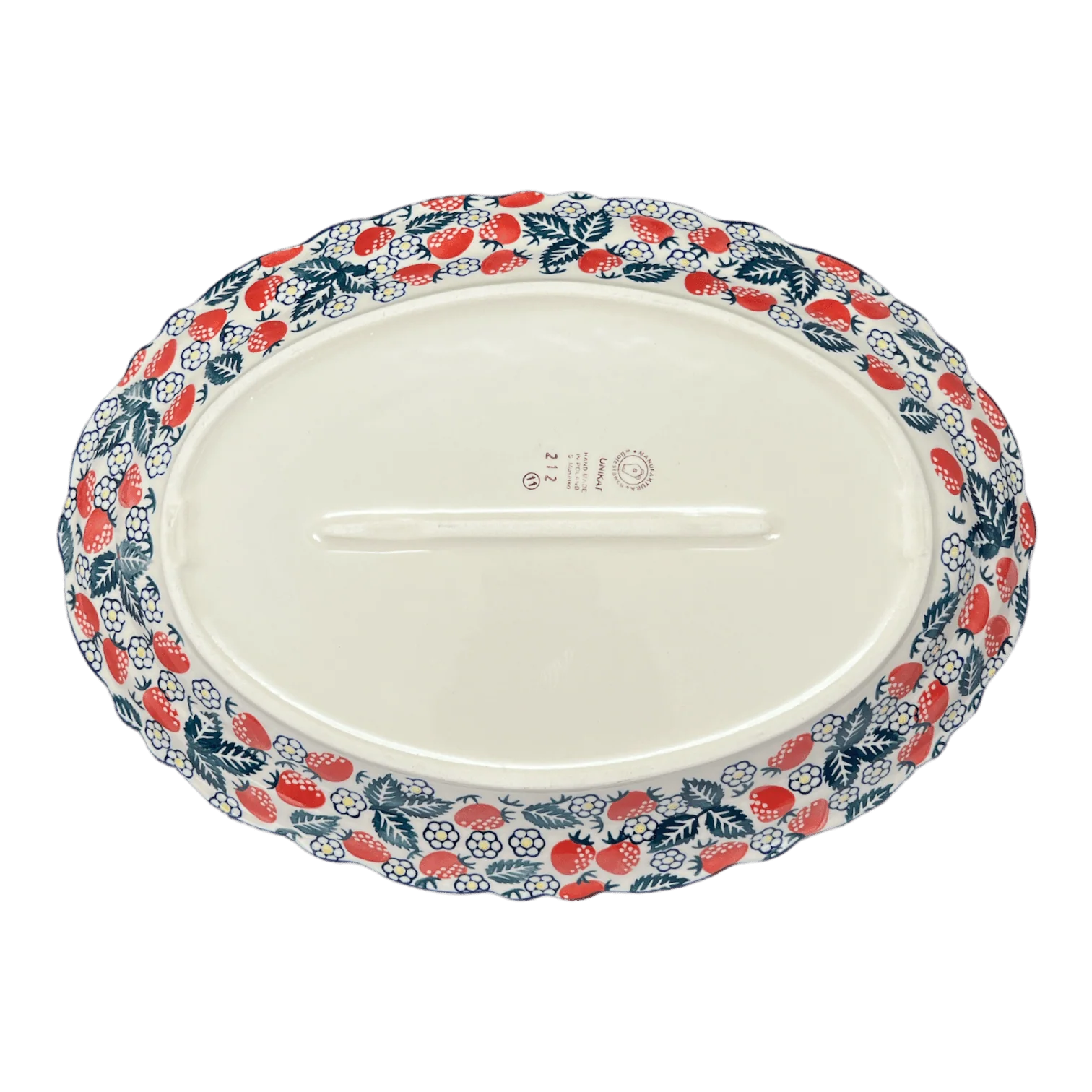 Platter, Oval, Scalloped, 16.75" x 12.25" Large in "Strawberry Fields" by Manufaktura | P165U-AS59 - Image 3