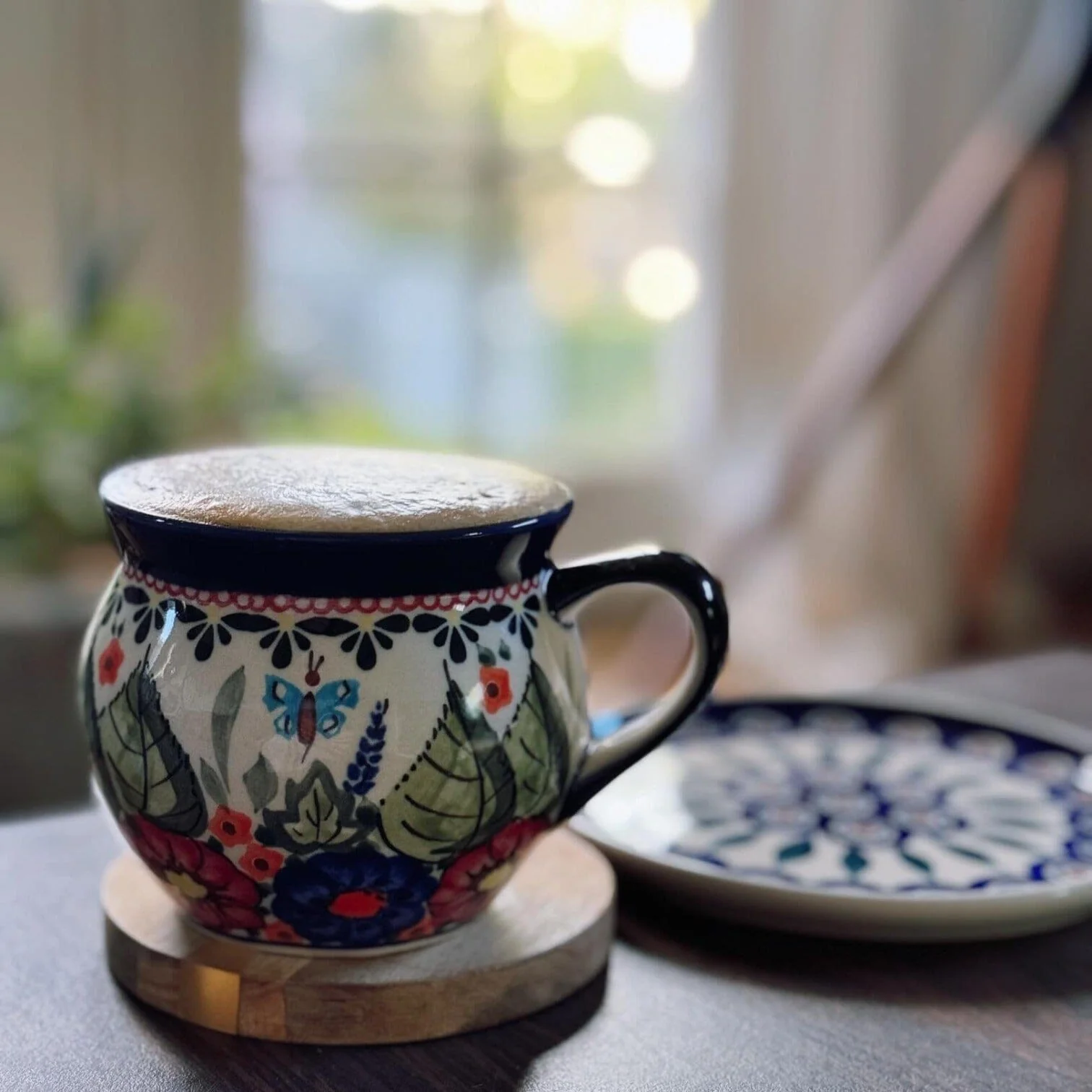 Mug, Belly Mug, 16 oz Large in "Floral Crescent" by Zaklady | Y910-ART237 - Image 4