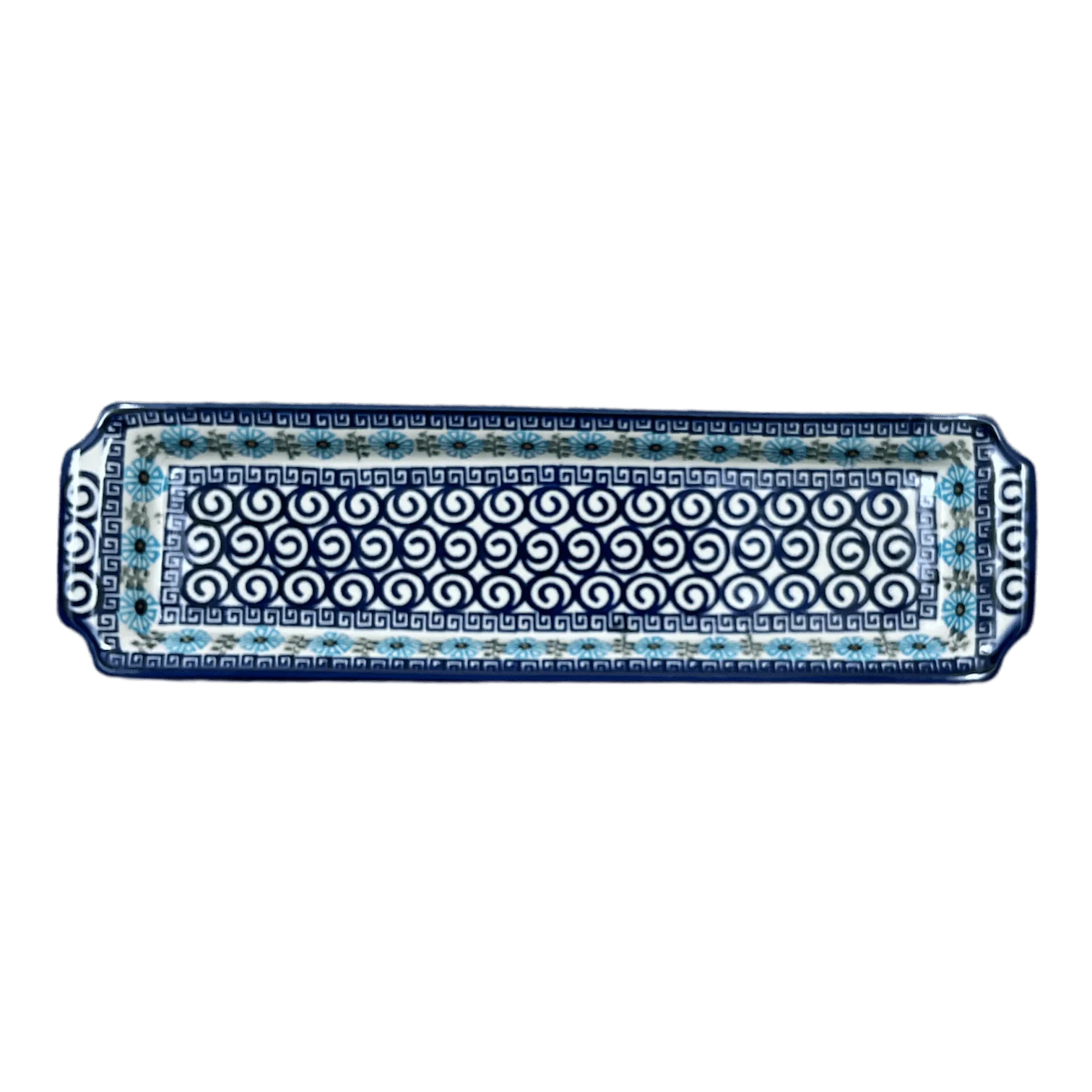 Tray, Rectangular, 16" x 4.5" in "Blue Daisy Spiral" by Andy | NDA203-38 - Image 3