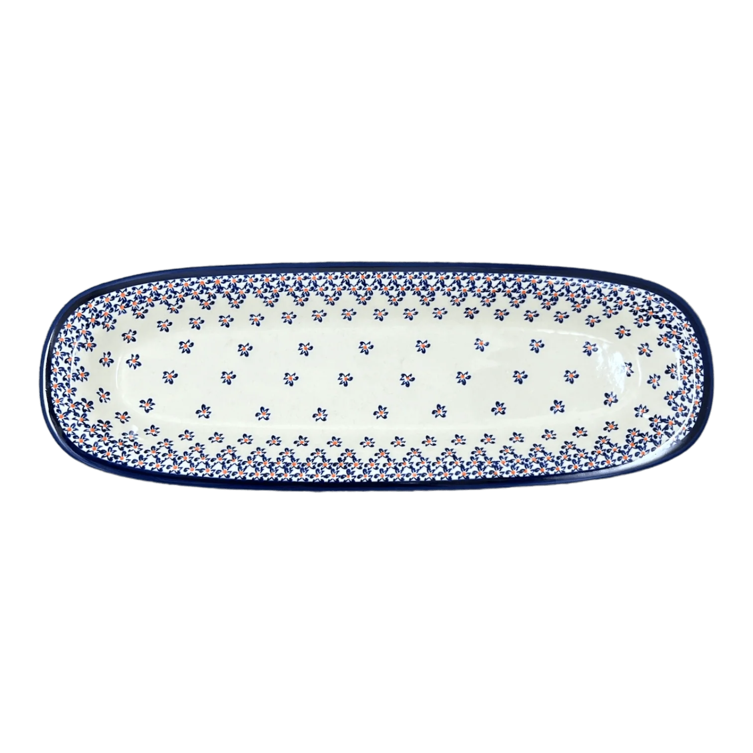 Platter, Oval, 17.5" x 6" in "Falling Blue Daisies" by Zaklady | Y1430A-A882A - Image 3