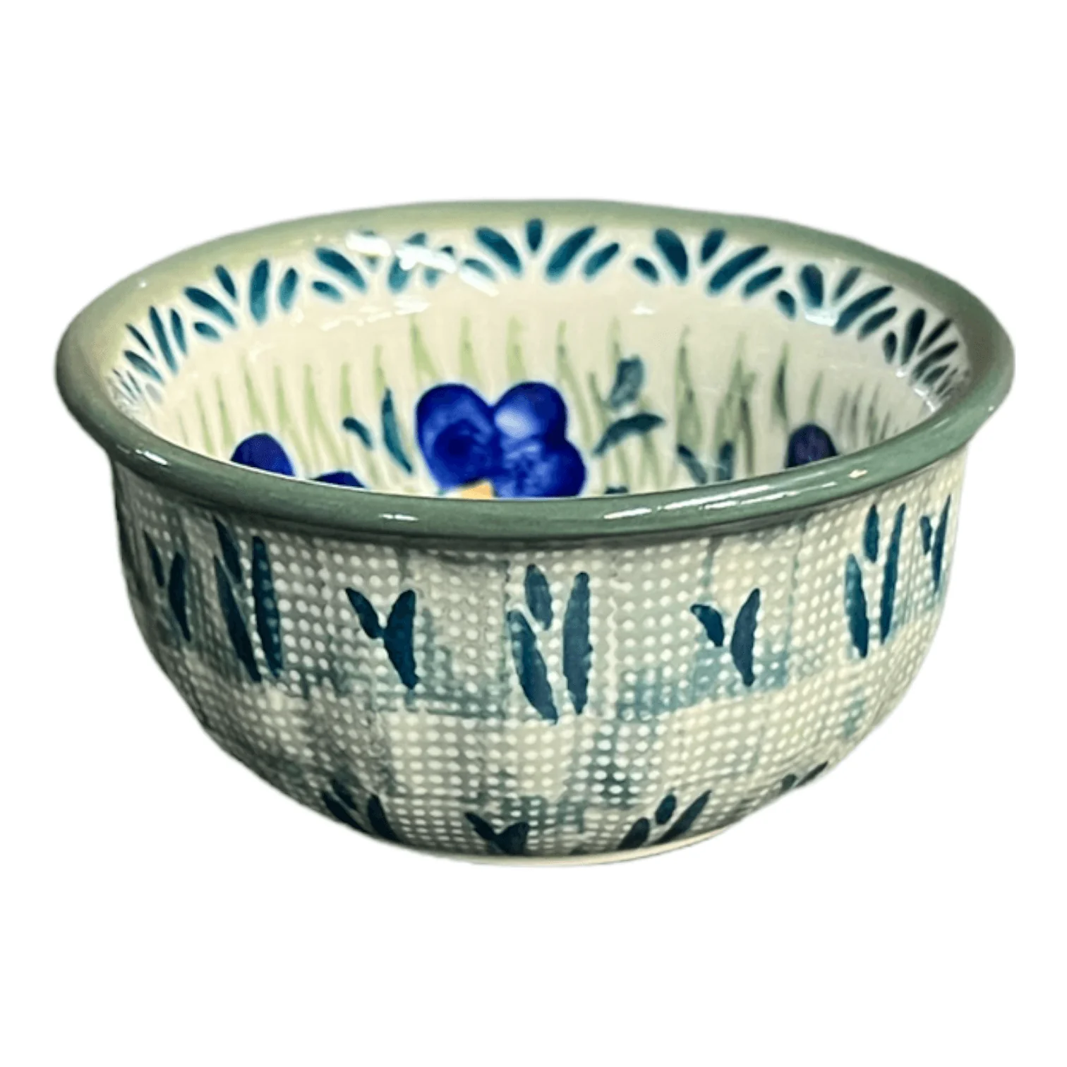 Bowl, Round, 3.5" in "Bold Blue Blossoms" by Manufaktura | M081S-JS48