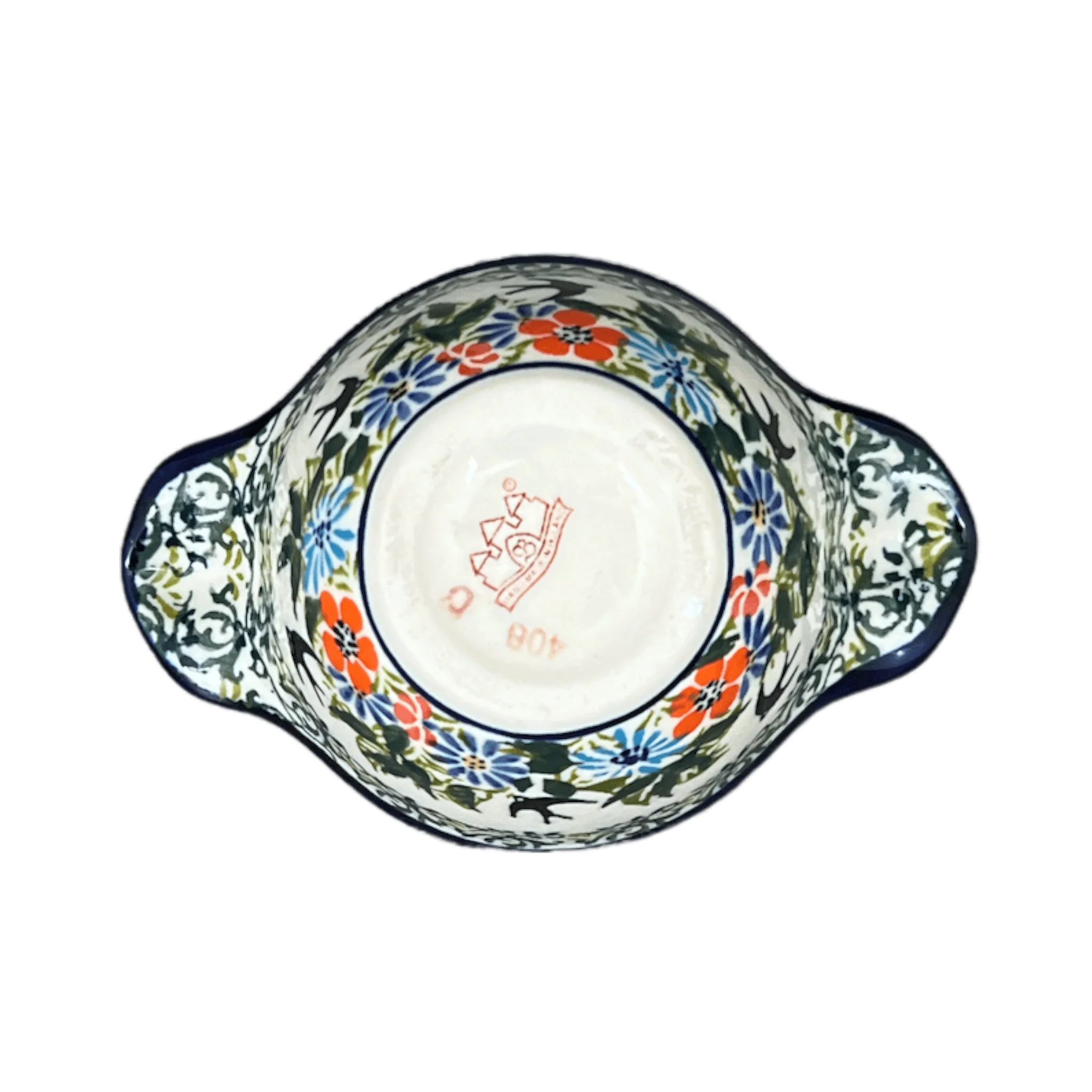 Bowl, Round, Handles, 3.5" Small in "Floral Swallows" by Zaklady | Y1971A-DU182 - Image 4