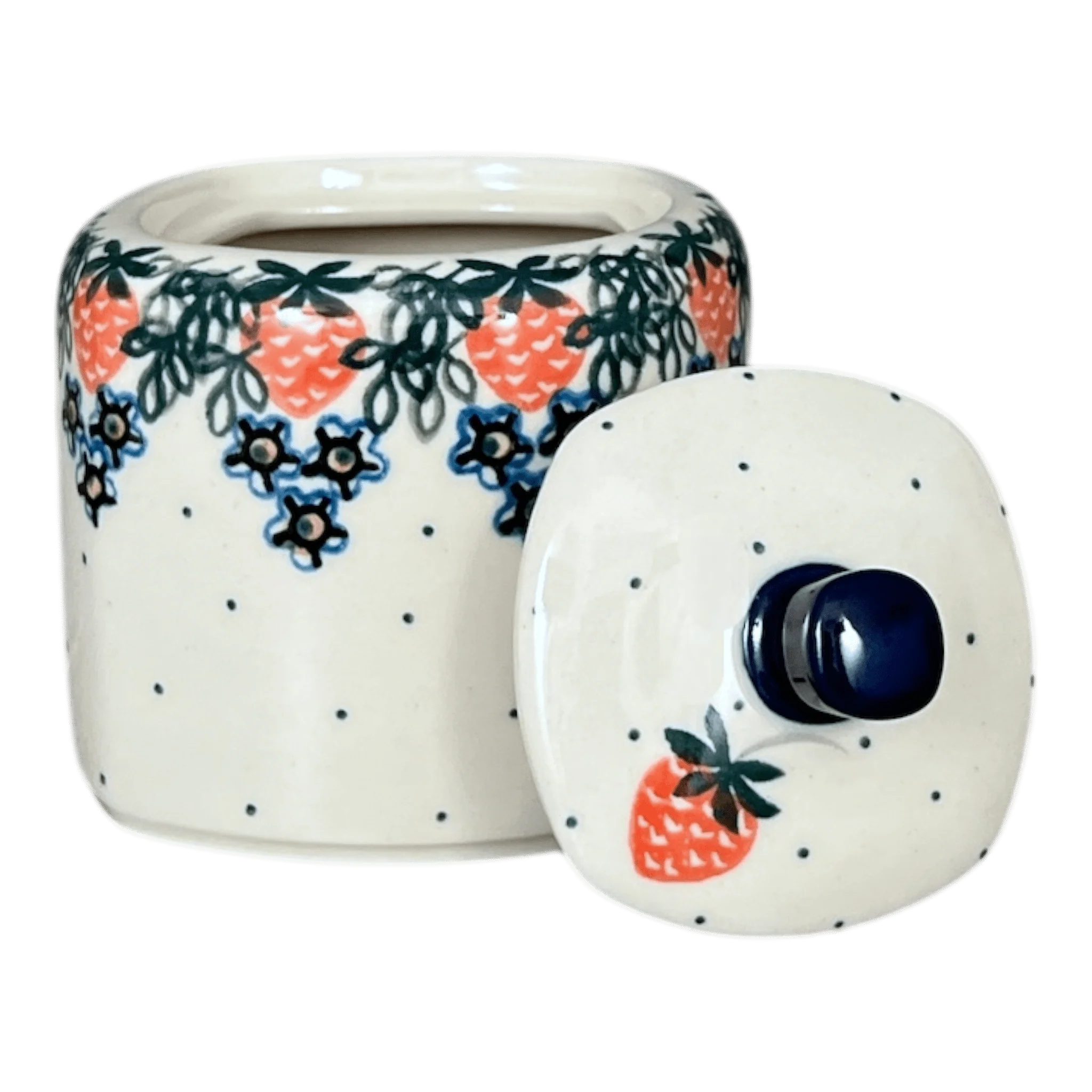 Bowl, Square, Sugar Bowl, 4" in "Strawberry Patch" by Ceramika Artystyczna | AF38-721X - Image 3