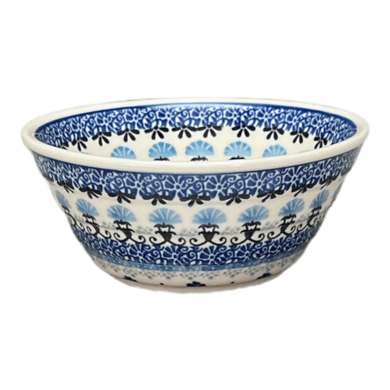 Bowl, Round, Ridged, 5.5" in "Blue Fan Dance" by Ceramika Artystyczna | A696-1981X