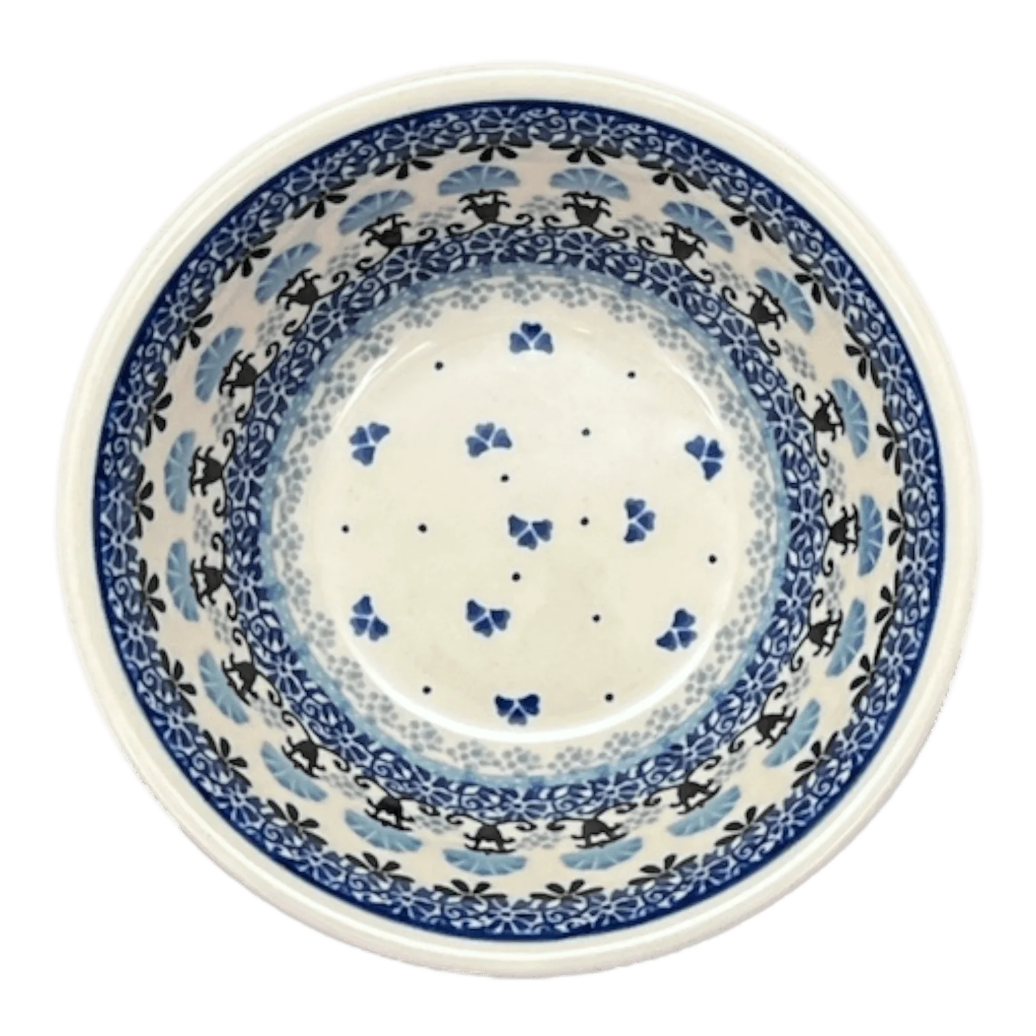 Bowl, Round, Ridged, 5.5" in "Blue Fan Dance" by Ceramika Artystyczna | A696-1981X - Image 3