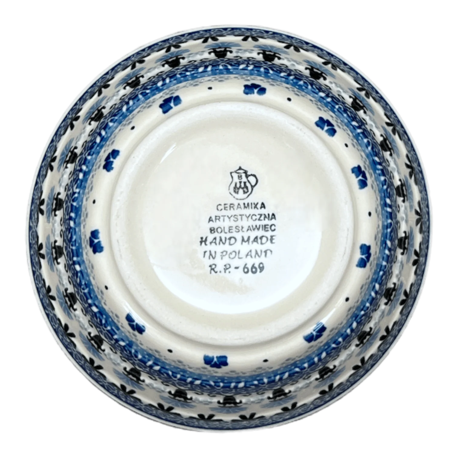 Bowl, Round, Ridged, 5.5" in "Blue Fan Dance" by Ceramika Artystyczna | A696-1981X - Image 4