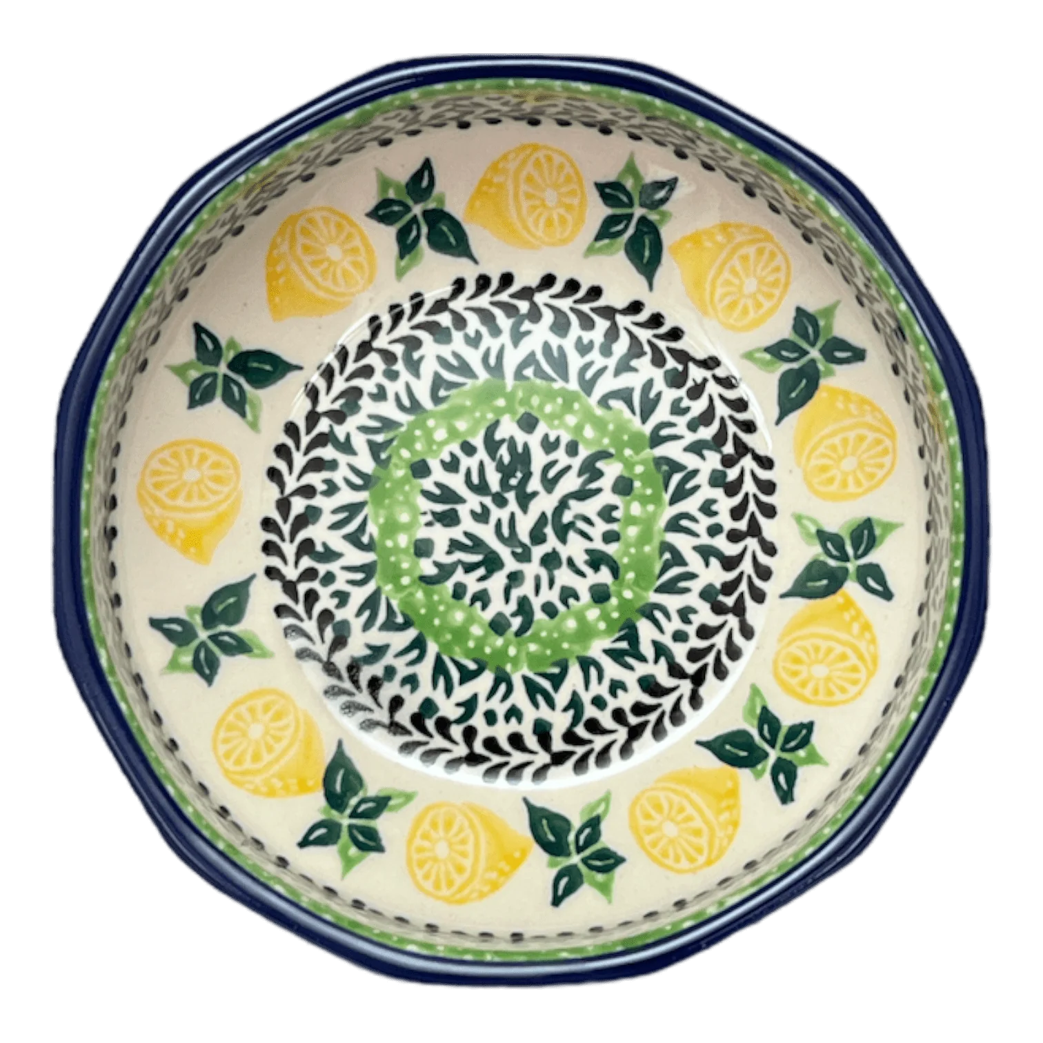 Bowl, Multiangular, 5" in "Lemons and Leaves" by Ceramika Artystyczna | A221-2749X - Image 3