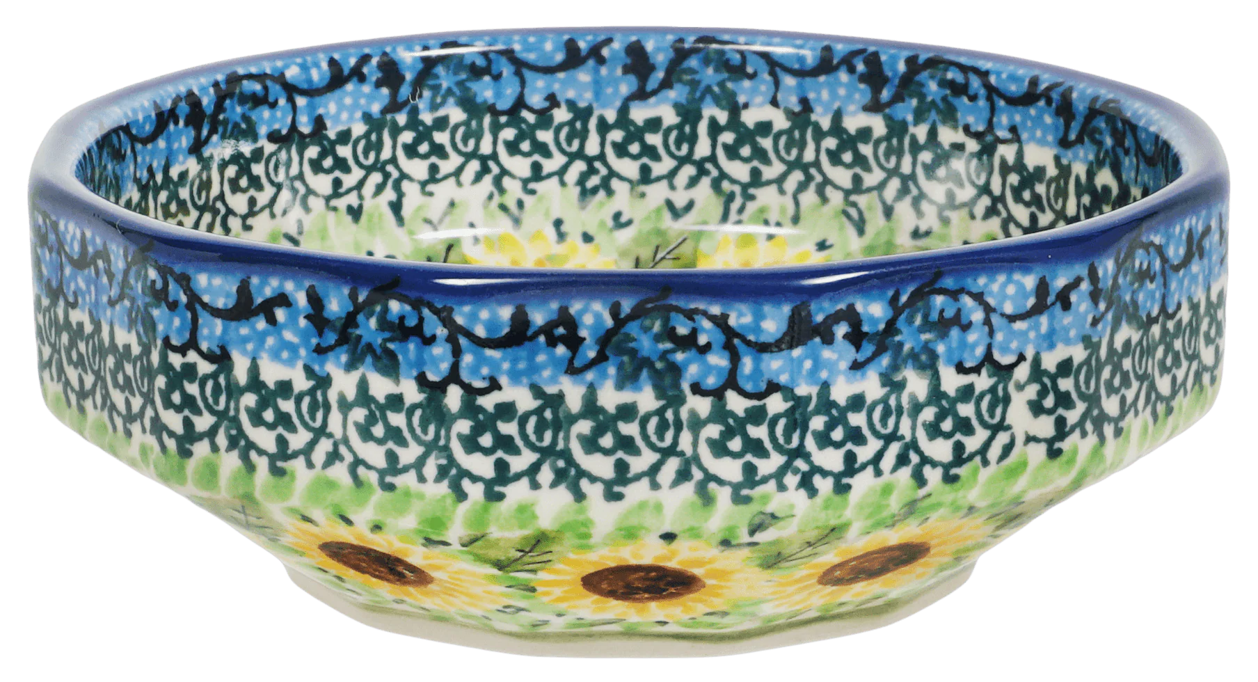 Bowl, Multiangular, 5" in "Sunflowers" by Ceramika Artystyczna | A221-U4739