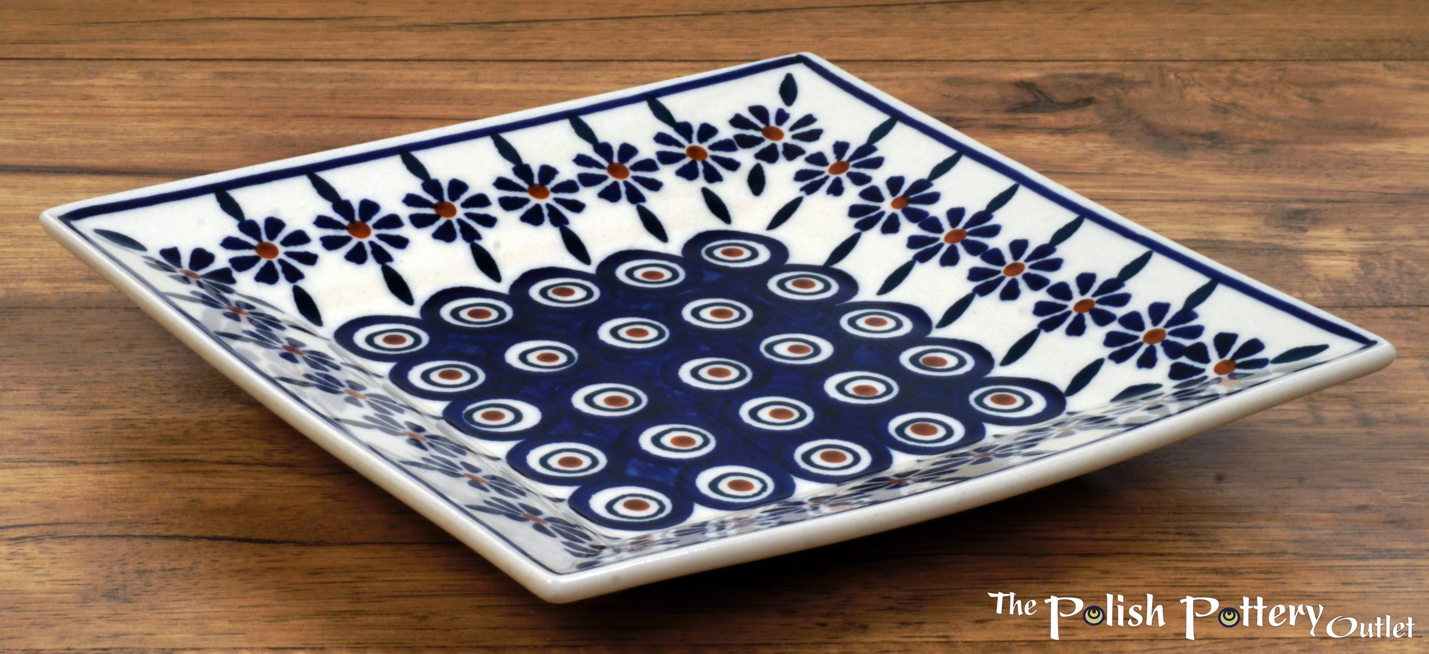 Plate, Square, Dessert, 7" in "Floral Peacock" by Manufaktura | T158T-54KK - Image 3