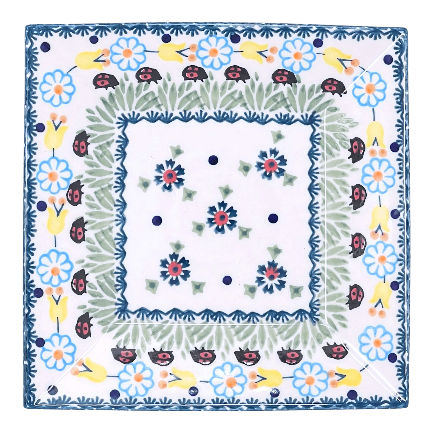 Plate, Square, Dessert, 7" in "Lady Bugs" by Manufaktura | T158T-IF45