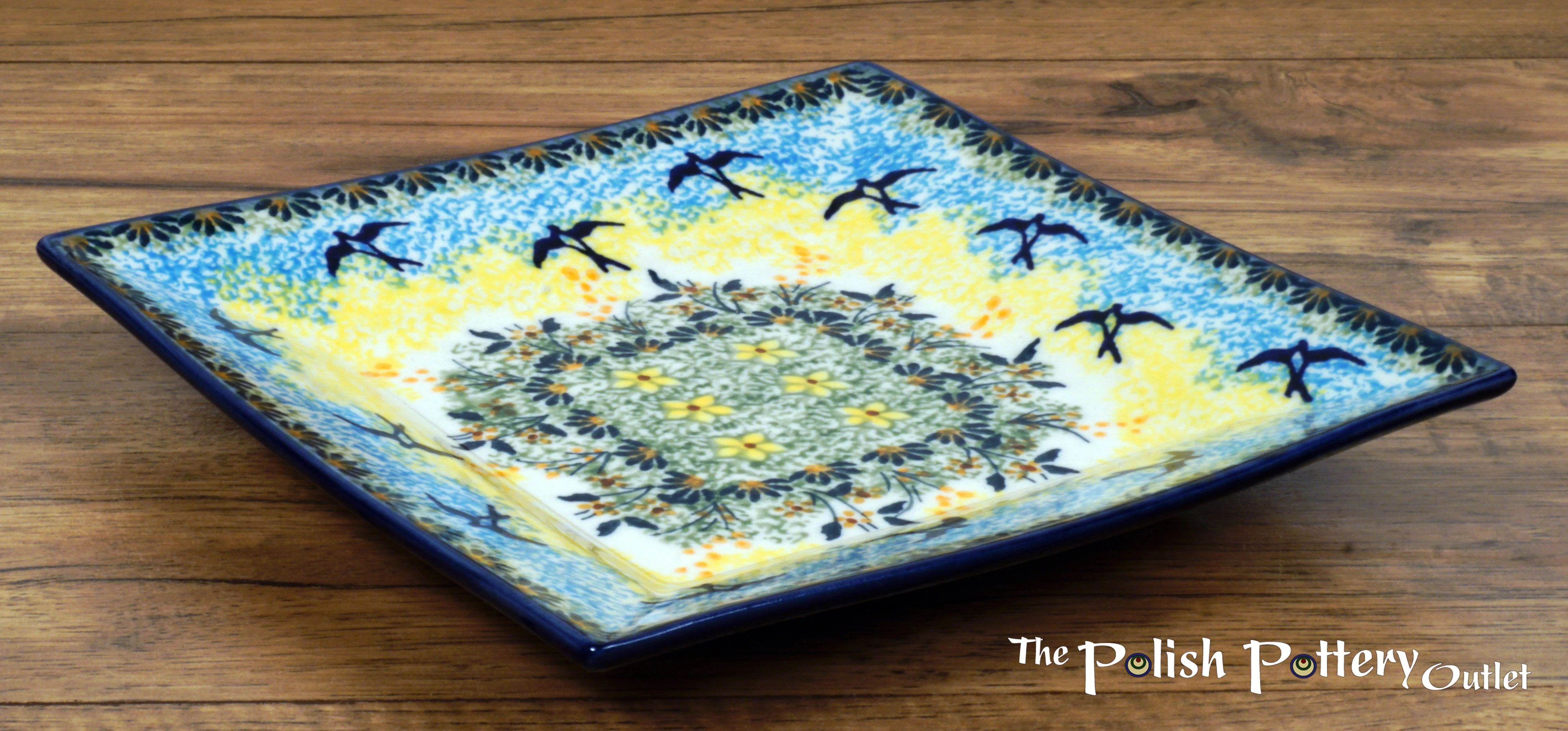 Plate, Square, Dessert, 7" in "Soaring Swallows" by Manufaktura | T158S-WK57 - Image 3