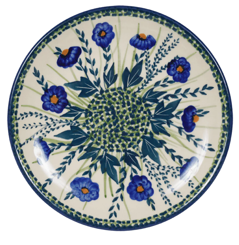 Plate, Round, Dessert, 7.25" in "Bouncing Blue Blossoms" by Manufaktura | T131U-IM03