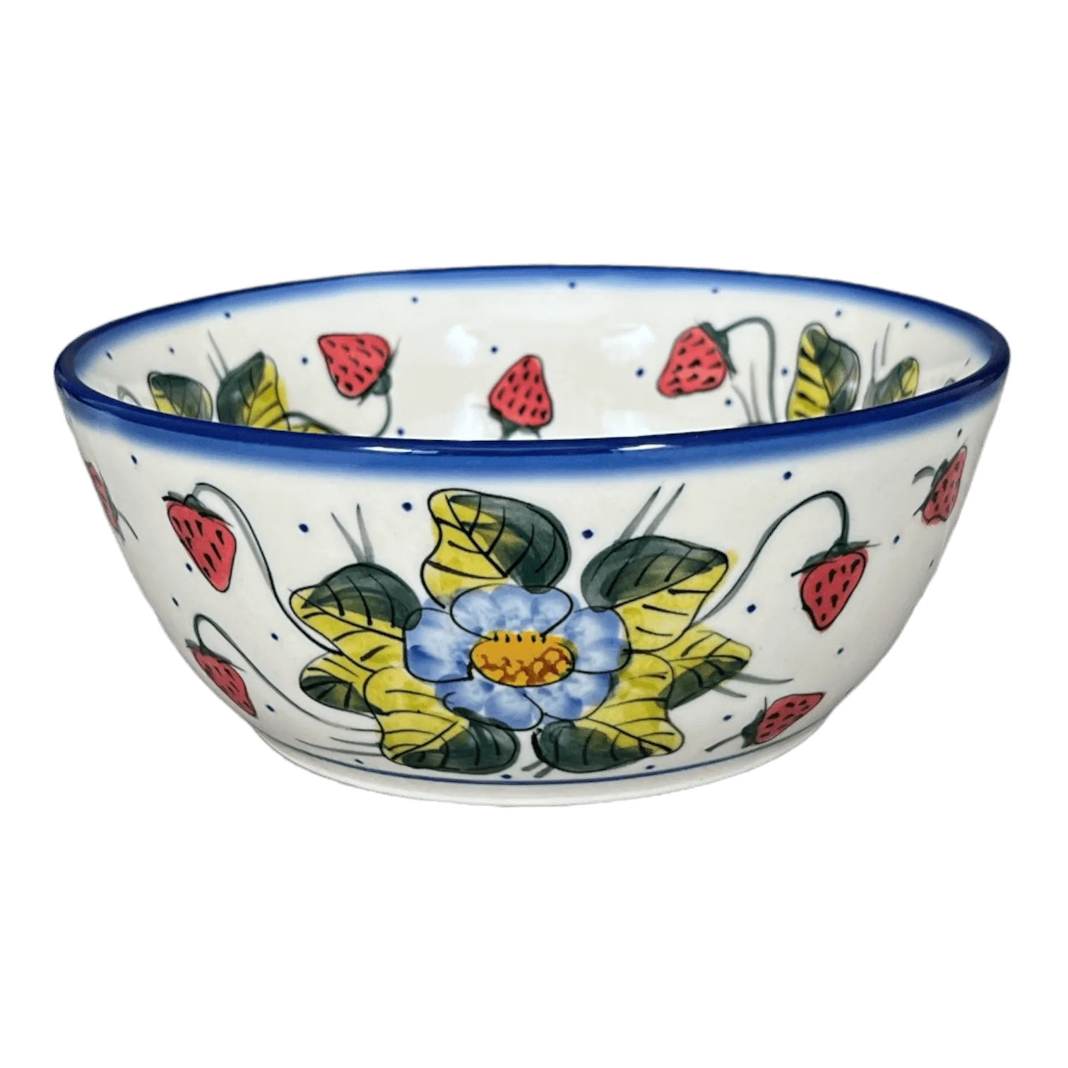 Bowl, Round, 7.75", WR (WR12D) in "Strawberries & Blossoms" by W.R. Ceramika | WR12D-WR2