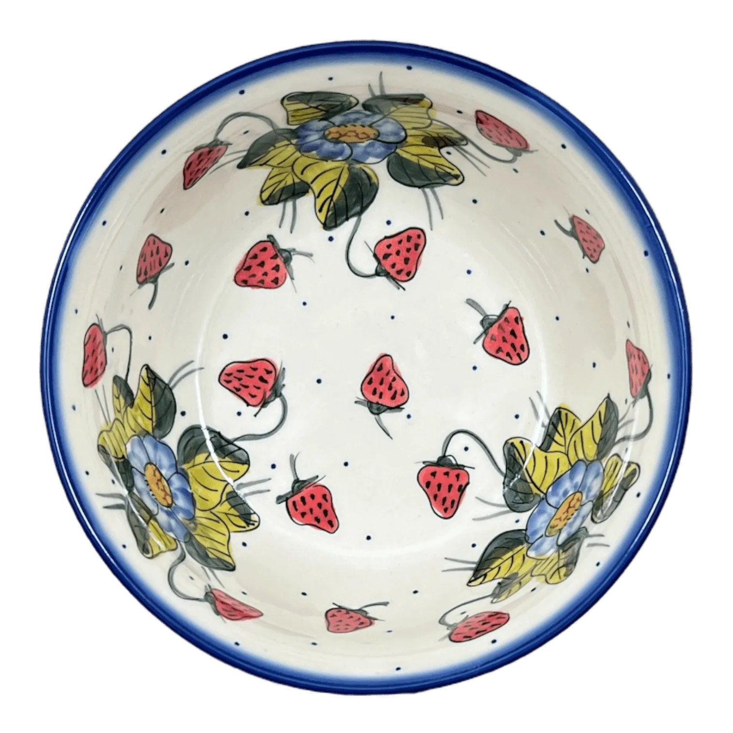 Bowl, Round, 7.75", WR (WR12D) in "Strawberries & Blossoms" by W.R. Ceramika | WR12D-WR2 - Image 2