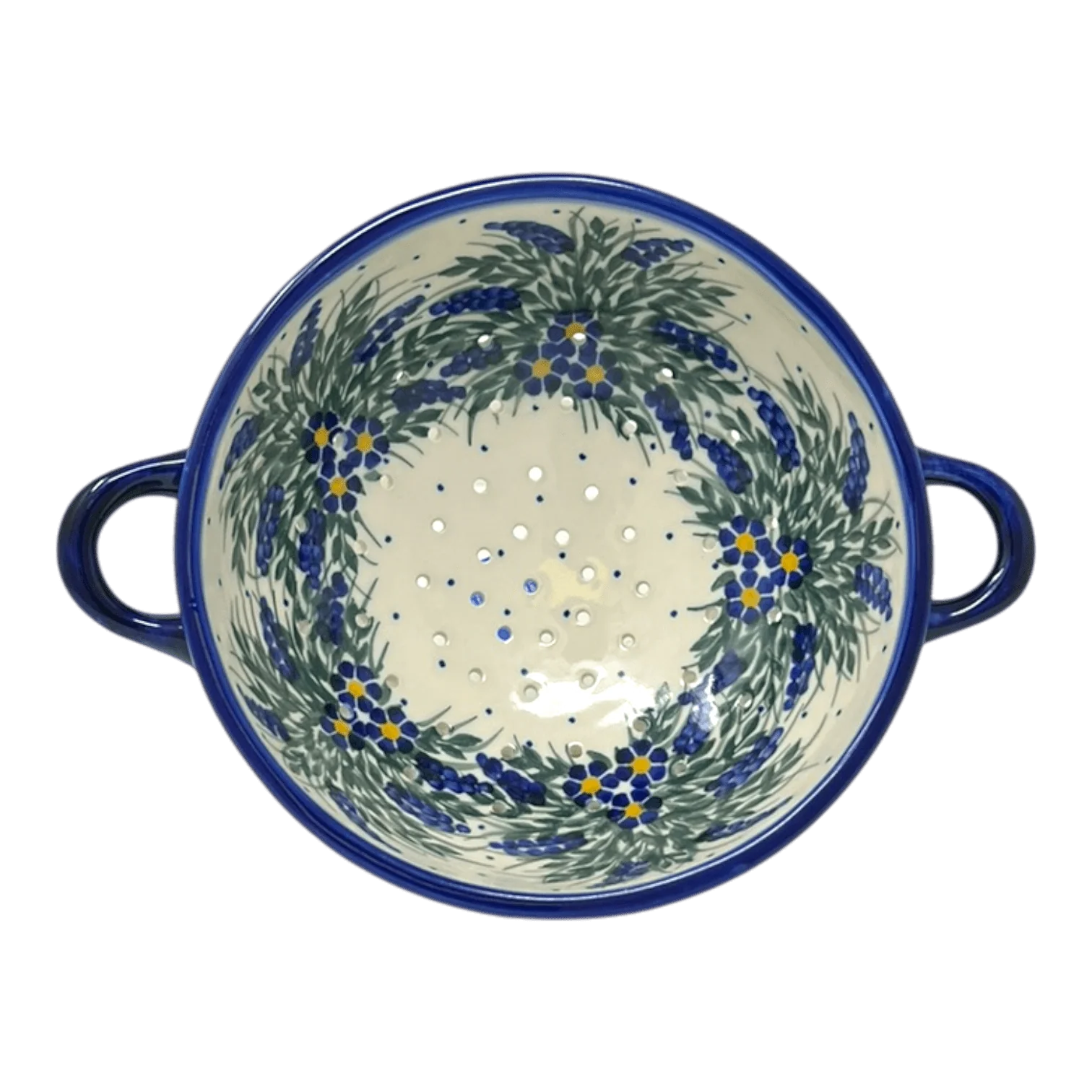 Bowl, Round, Colander/Berry, 7.75", WR (WR62A) in "Delphinium Spray" by W.R. Ceramika | WR62A-BW3 - Image 2