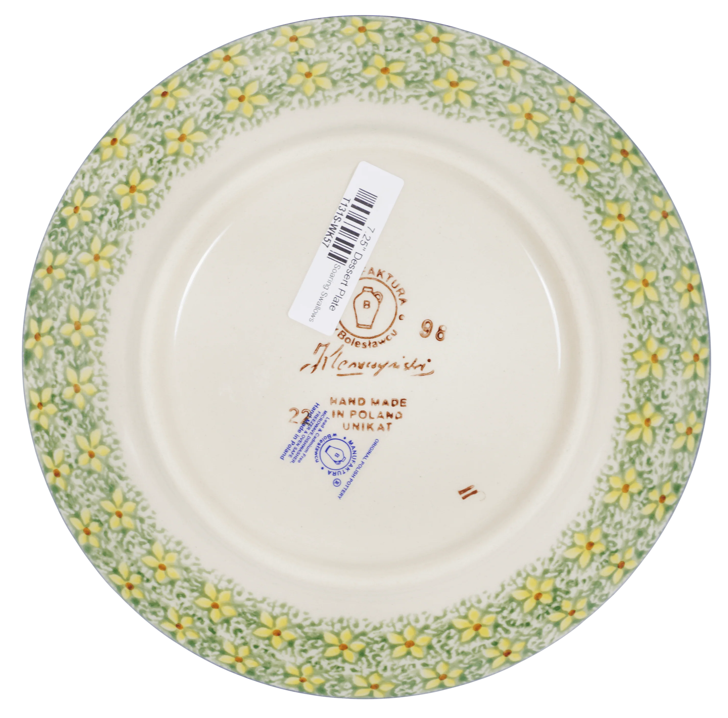 Plate, Round, Dessert, 7.25" in "Soaring Swallows" by Manufaktura | T131S-WK57 - Image 2