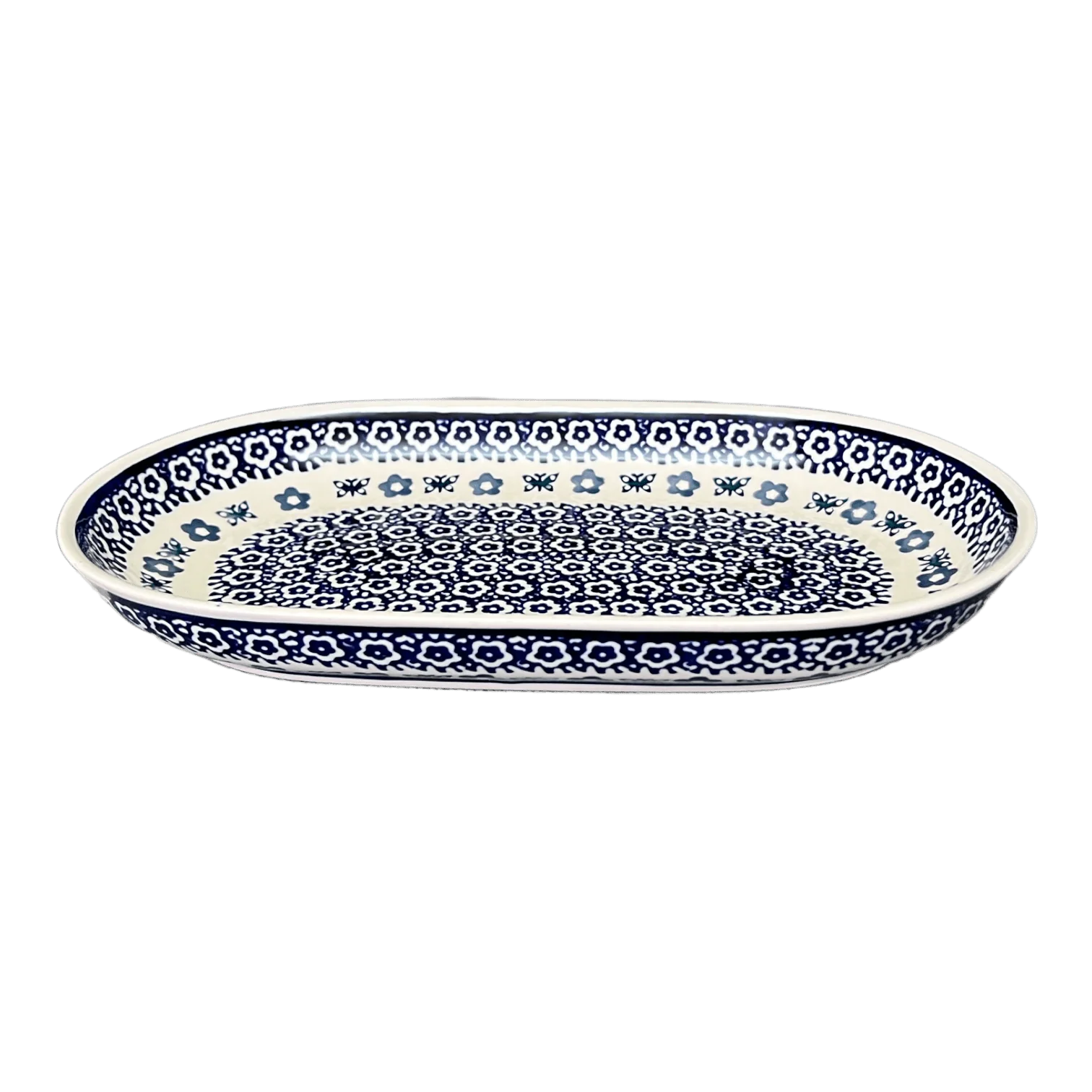 Plate, Roaster, Oval, 7"x11" in "Butterfly Border" by Manufaktura | P099T-P249 - Image 2