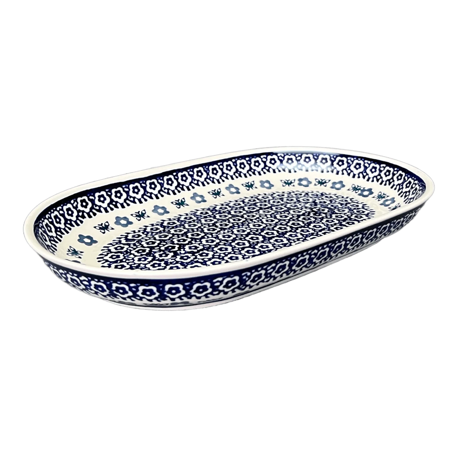 Plate, Roaster, Oval, 7"x11" in "Butterfly Border" by Manufaktura | P099T-P249 - Image 3