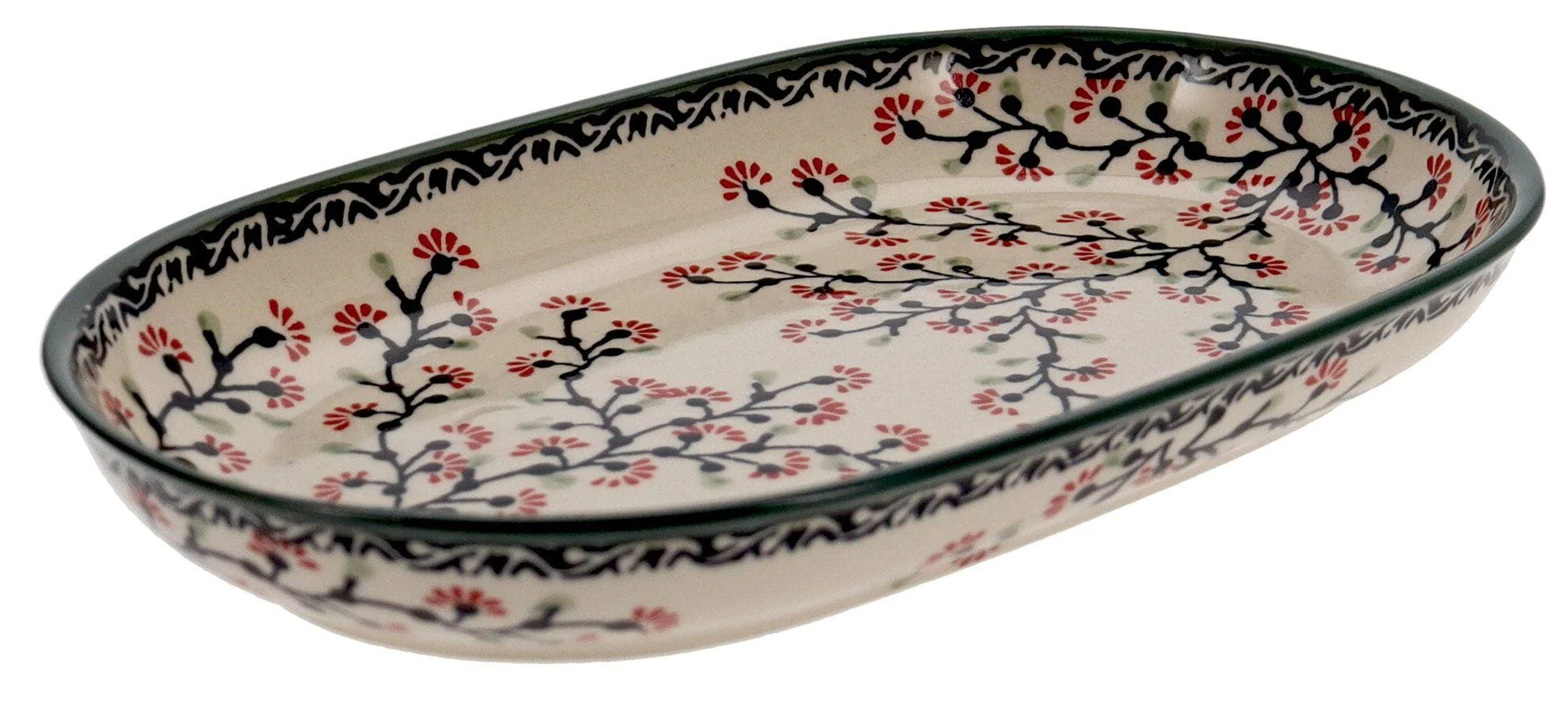 Plate, Roaster, Oval, 7"x11" in "Cherry Blossoms - Solid Rim" by Manufaktura | P099S-DPGJA - Image 2