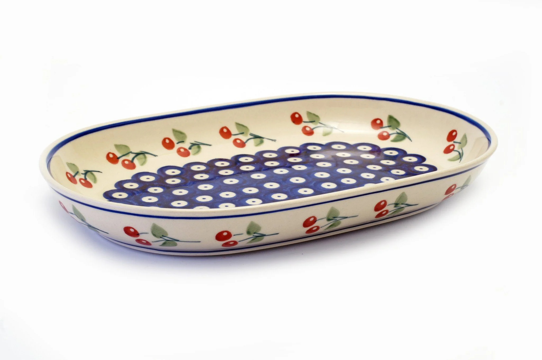 Plate, Roaster, Oval, 7"x11" in "Cherry Dot" by Manufaktura | P099T-70WI - Image 4