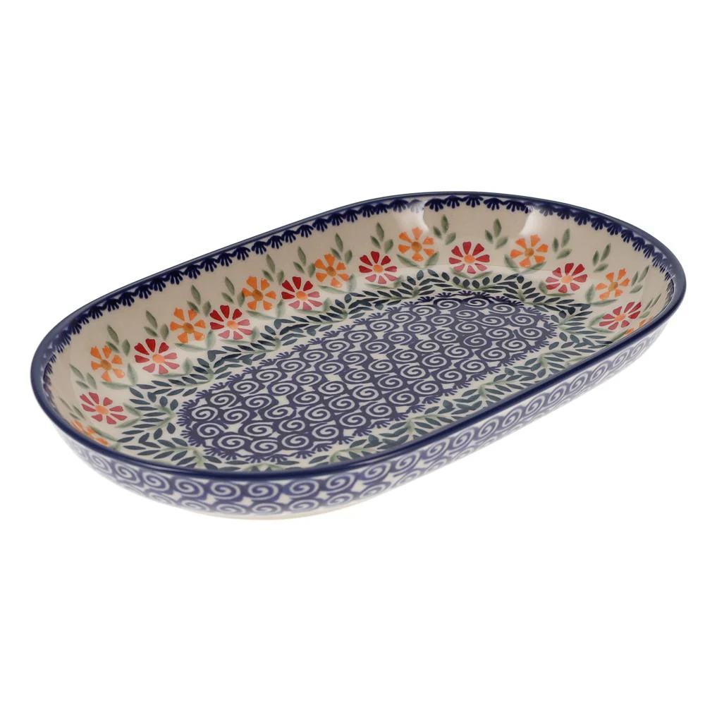 Plate, Roaster, Oval, 7"x11" in "Flower Power" by Manufaktura | P099T-JS14 - Image 2