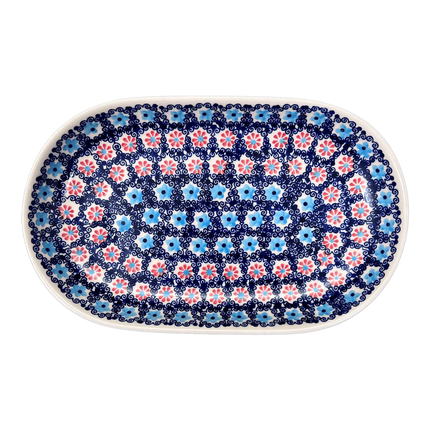 Plate, Roaster, Oval, 7"x11" in "Daisy Circle" by Manufaktura | P099T-MS01