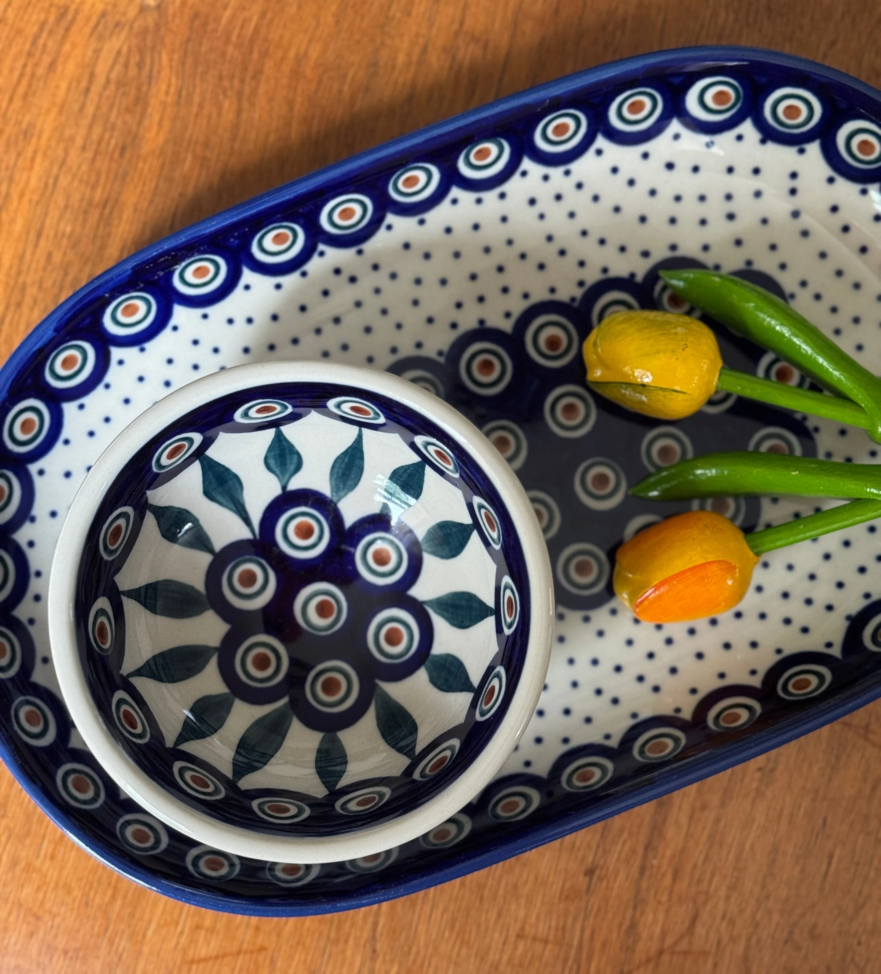 Plate, Roaster, Oval, 7"x11" in "Peacock Dot" by Manufaktura | P099U-54K - Image 2