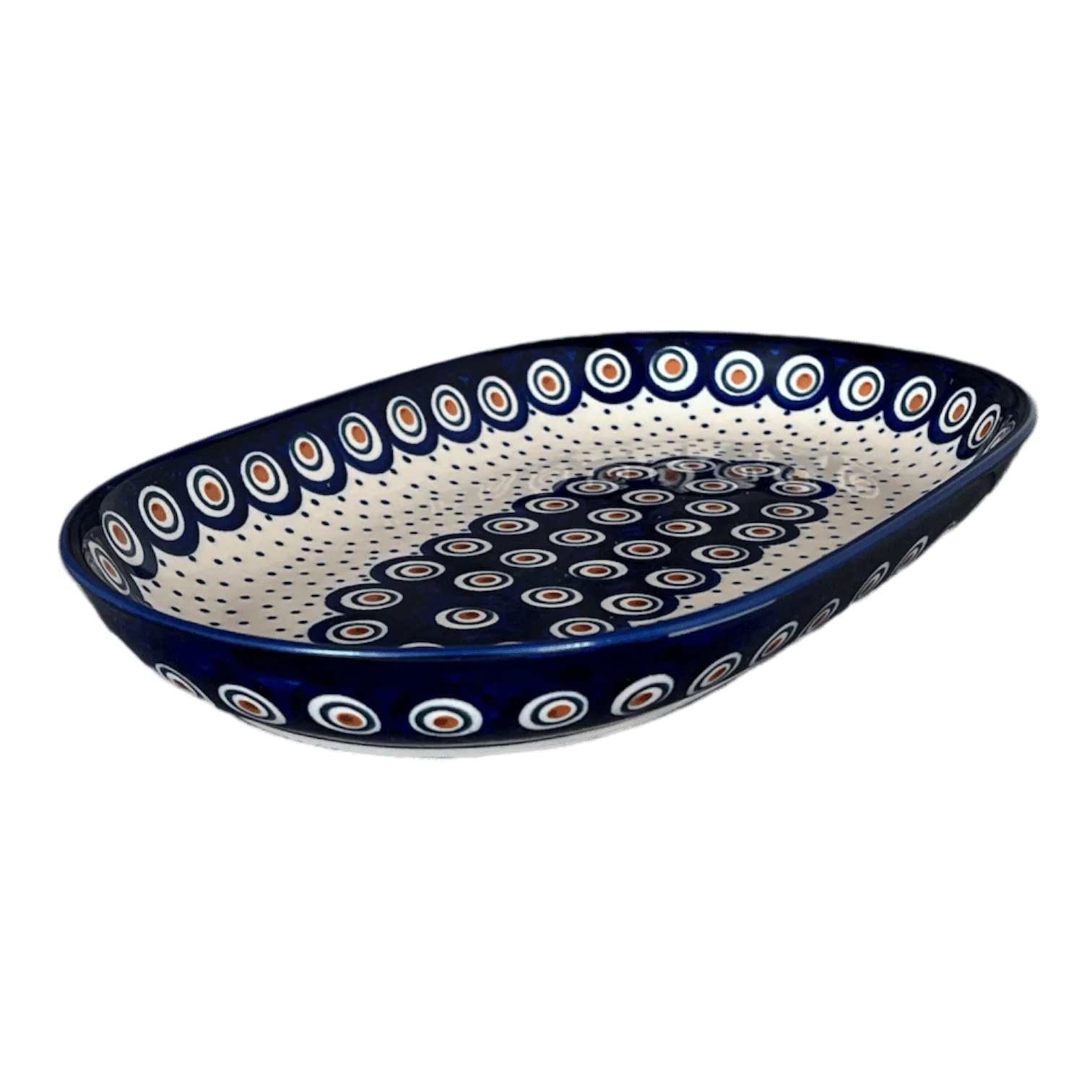 Plate, Roaster, Oval, 7"x11" in "Peacock Dot" by Manufaktura | P099U-54K - Image 4