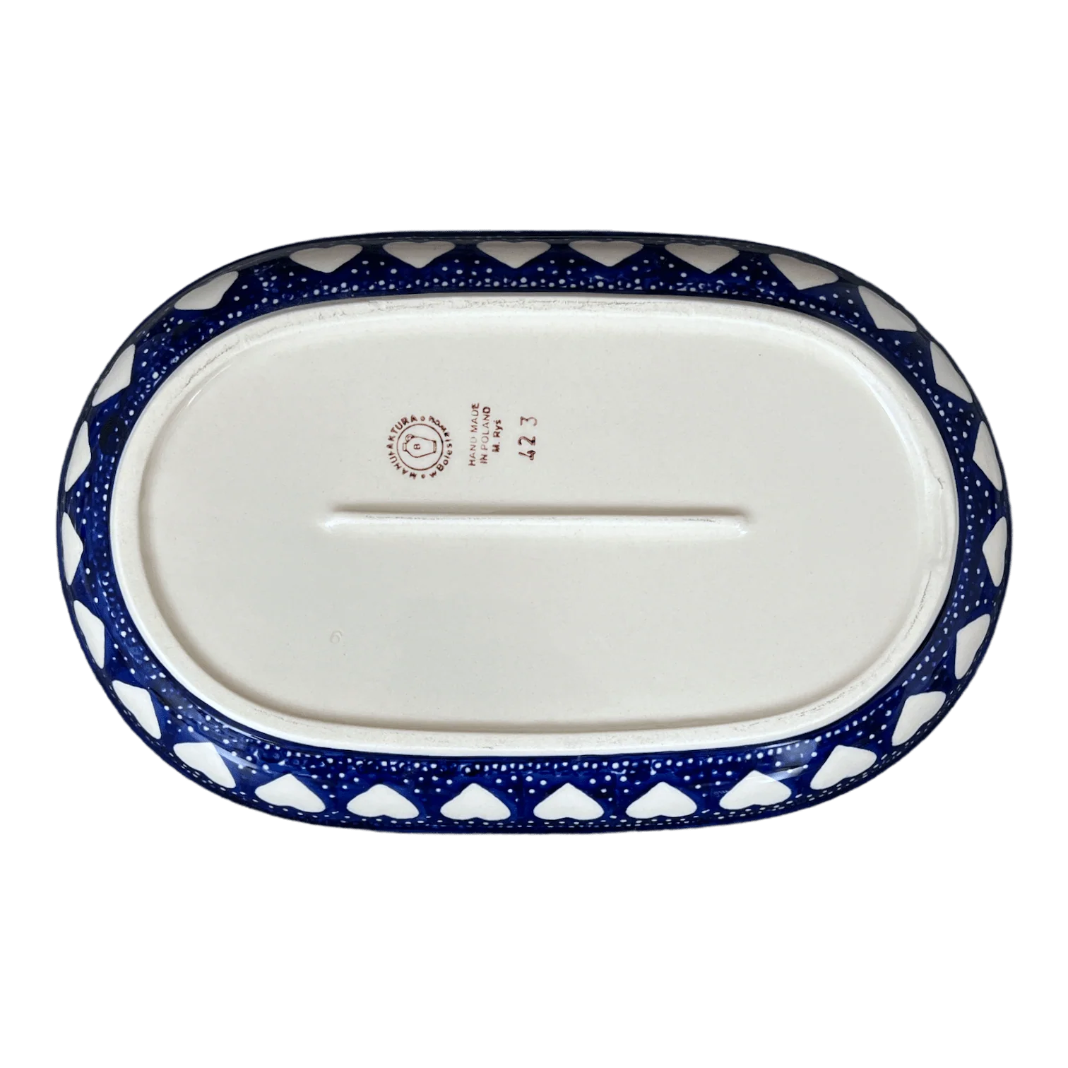 Plate, Roaster, Oval, 7"x11" in "Sea of Hearts" by Manufaktura | P099T-SEA - Image 2