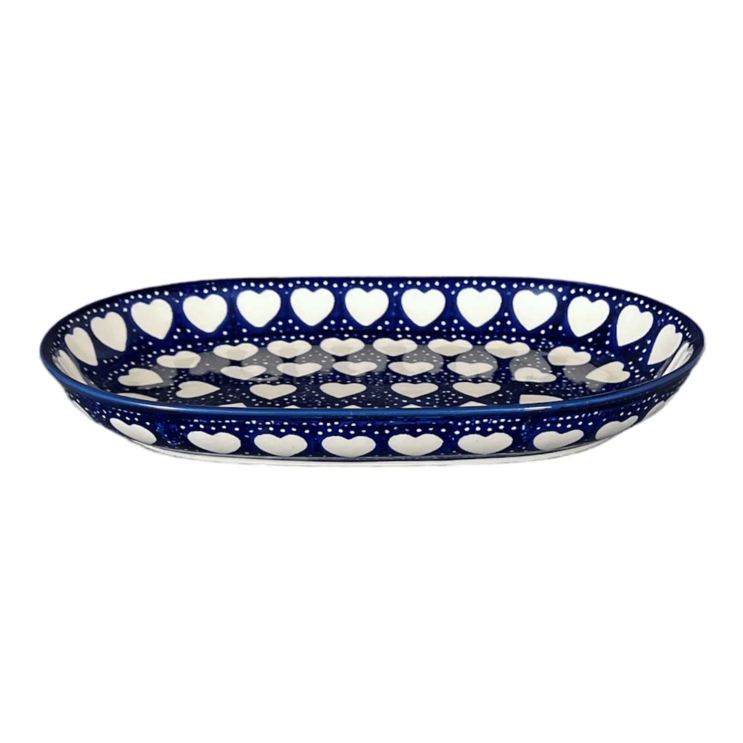 Plate, Roaster, Oval, 7"x11" in "Sea of Hearts" by Manufaktura | P099T-SEA - Image 3