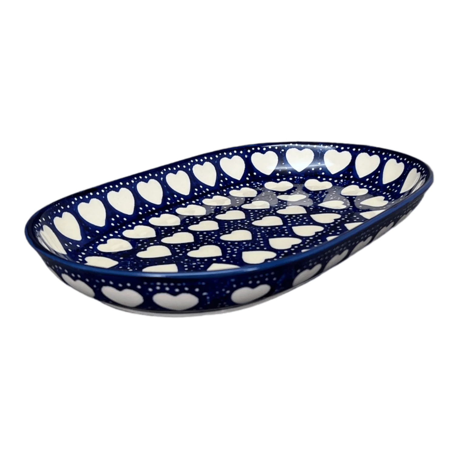 Plate, Roaster, Oval, 7"x11" in "Sea of Hearts" by Manufaktura | P099T-SEA - Image 4