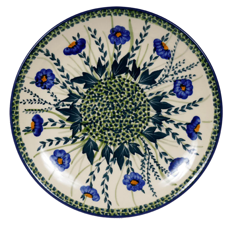 Plate, Round, Salad, 8.5" in "Bouncing Blue Blossoms" by Manufaktura | T134U-IM03