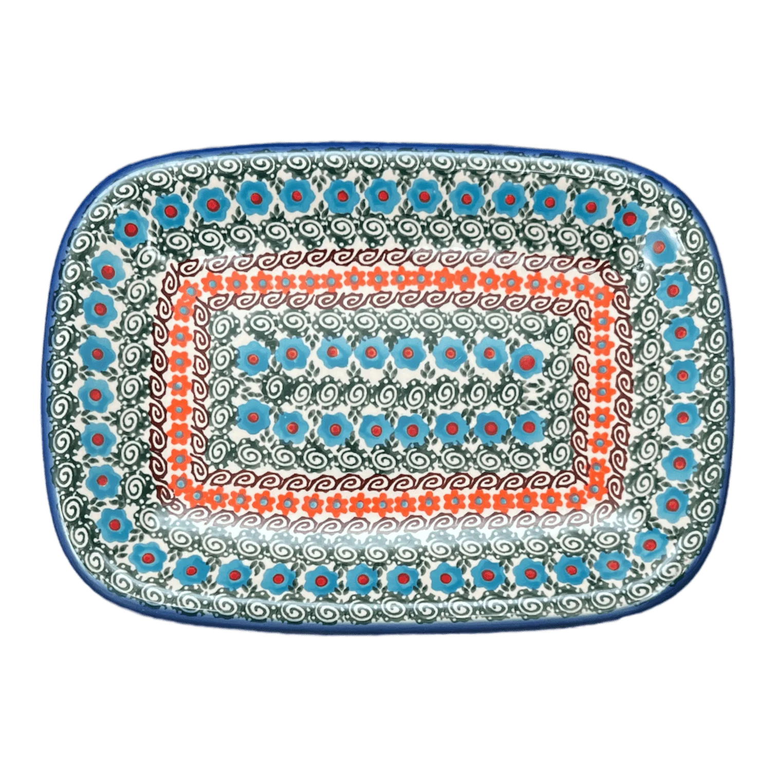 Tray, Serving, 8" x 11" in "Teal Pompons" by Andy | NDA154-62 - Image 3