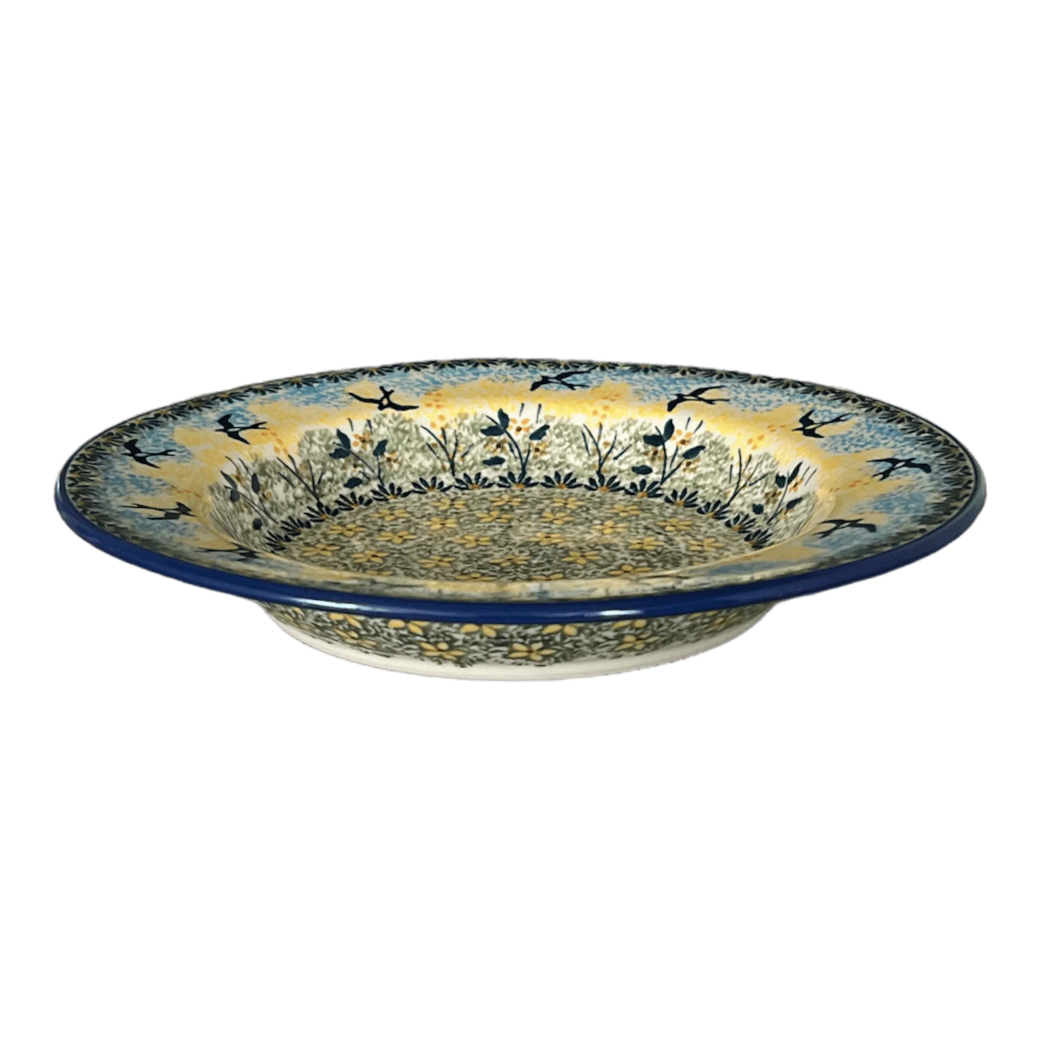 Plate, Round, Soup Plate, 9.25" in "Soaring Swallows" by Manufaktura | T133S-WK57