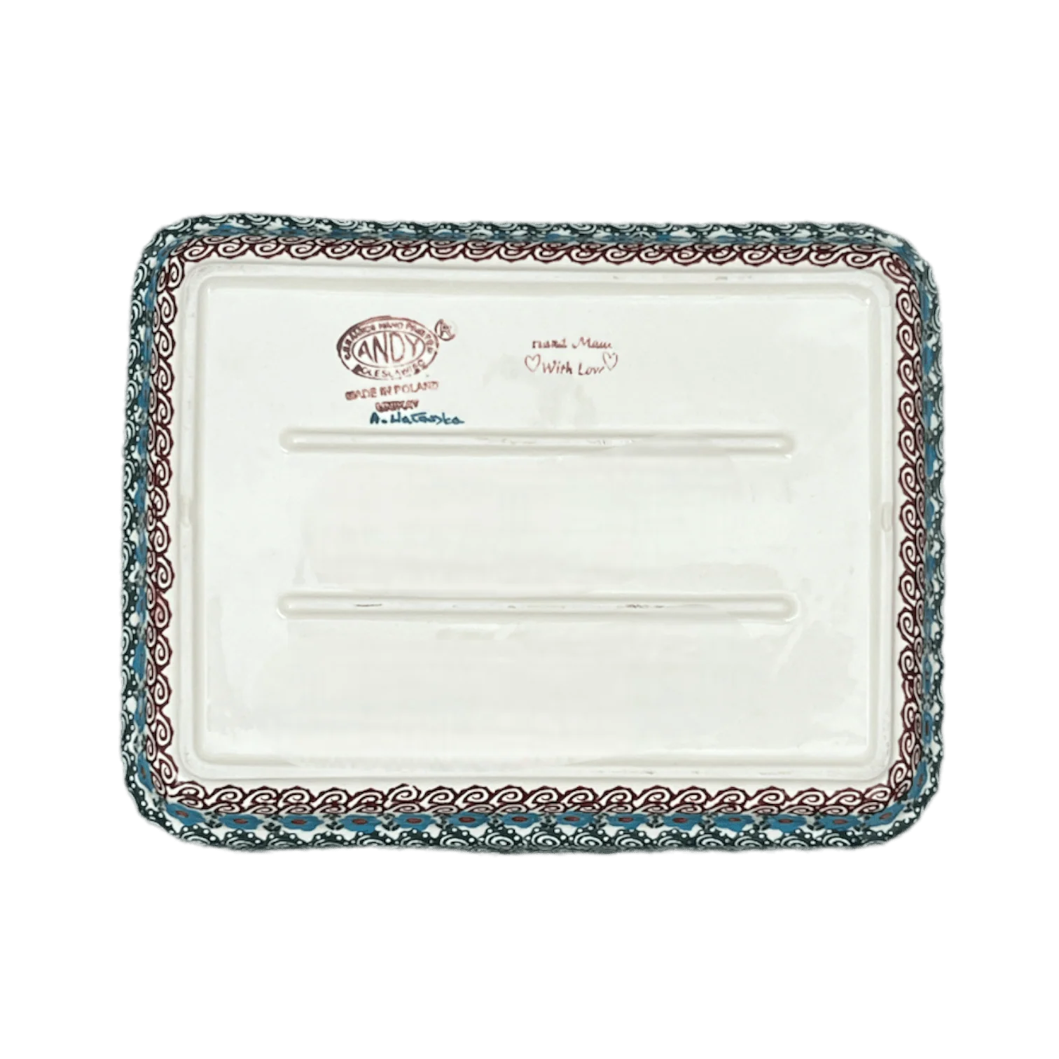 Baker, Rectangular, 9" x 11.5" in "Teal Pompons" by Andy | NDA127-62 - Image 3