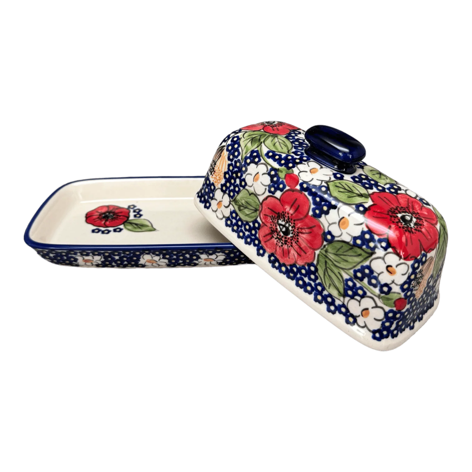 Butter Dish, American, 4" x 7.5" in "Poppies & Posies" by Manufaktura | M074S-IM02 - Image 3