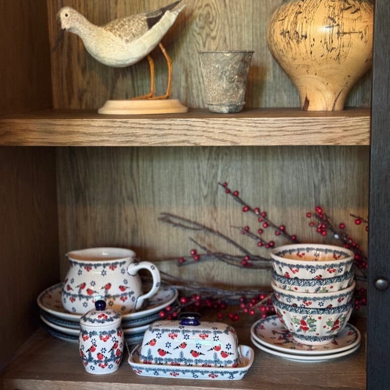 Butter Dish, American, 4" x 7.5" in "Red Bird" by Manufaktura | M074T-GILE - Image 2