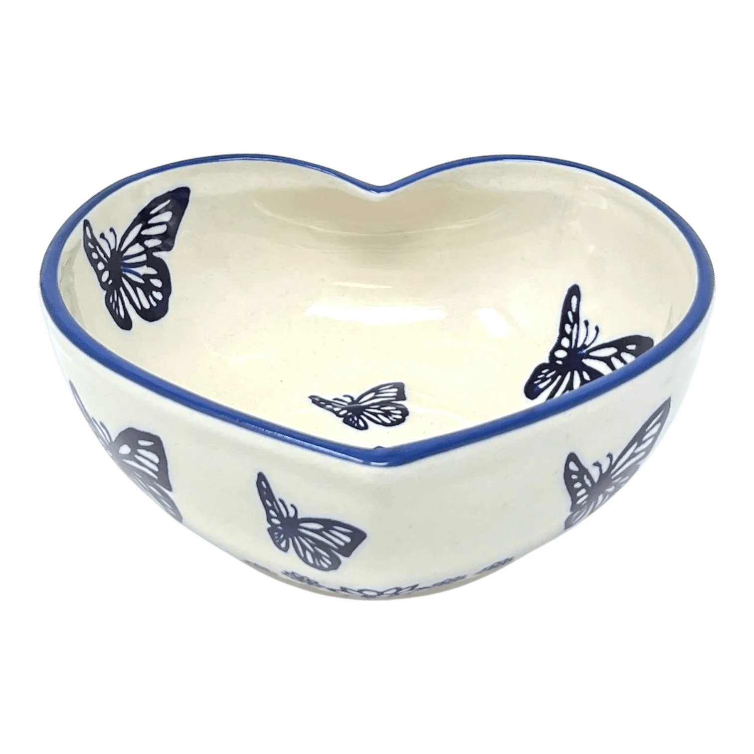 Bowl, Heart-Shaped, Large, 6.75" x 7" in "Butterfly Garden" by Manufaktura | M189T-MOT1