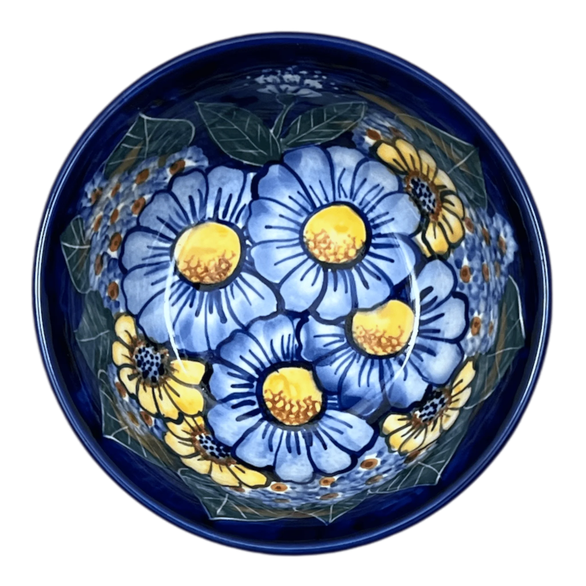 Bowl, Round, 6", WR (WR12B) in "Cobalt Blossoms" by W.R. Ceramika | WR12B-AB5 - Image 2