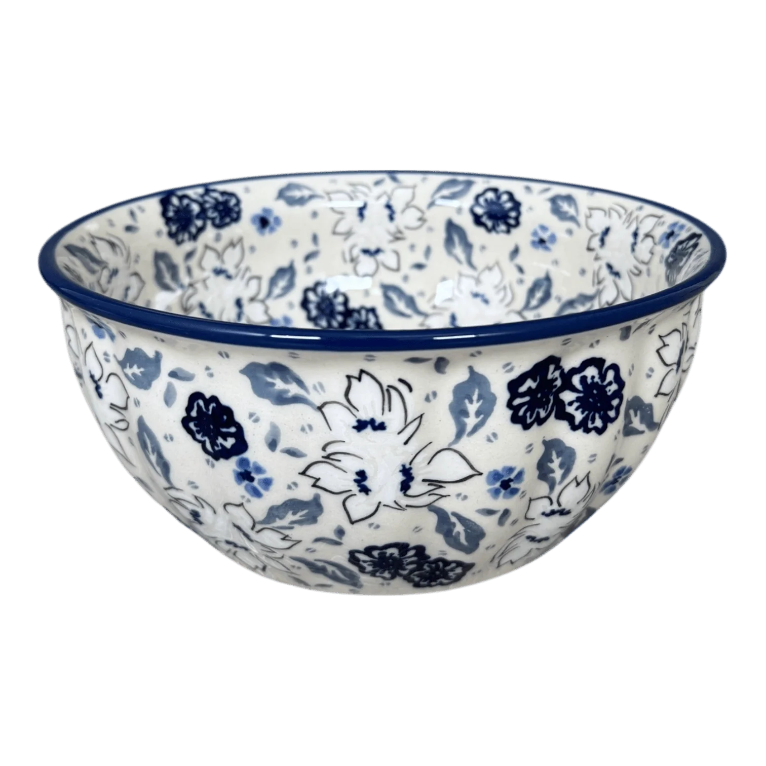 Bowl, Round, 7.75" in "Blue Polish Garden" by Manufaktura | M085S-JZ46